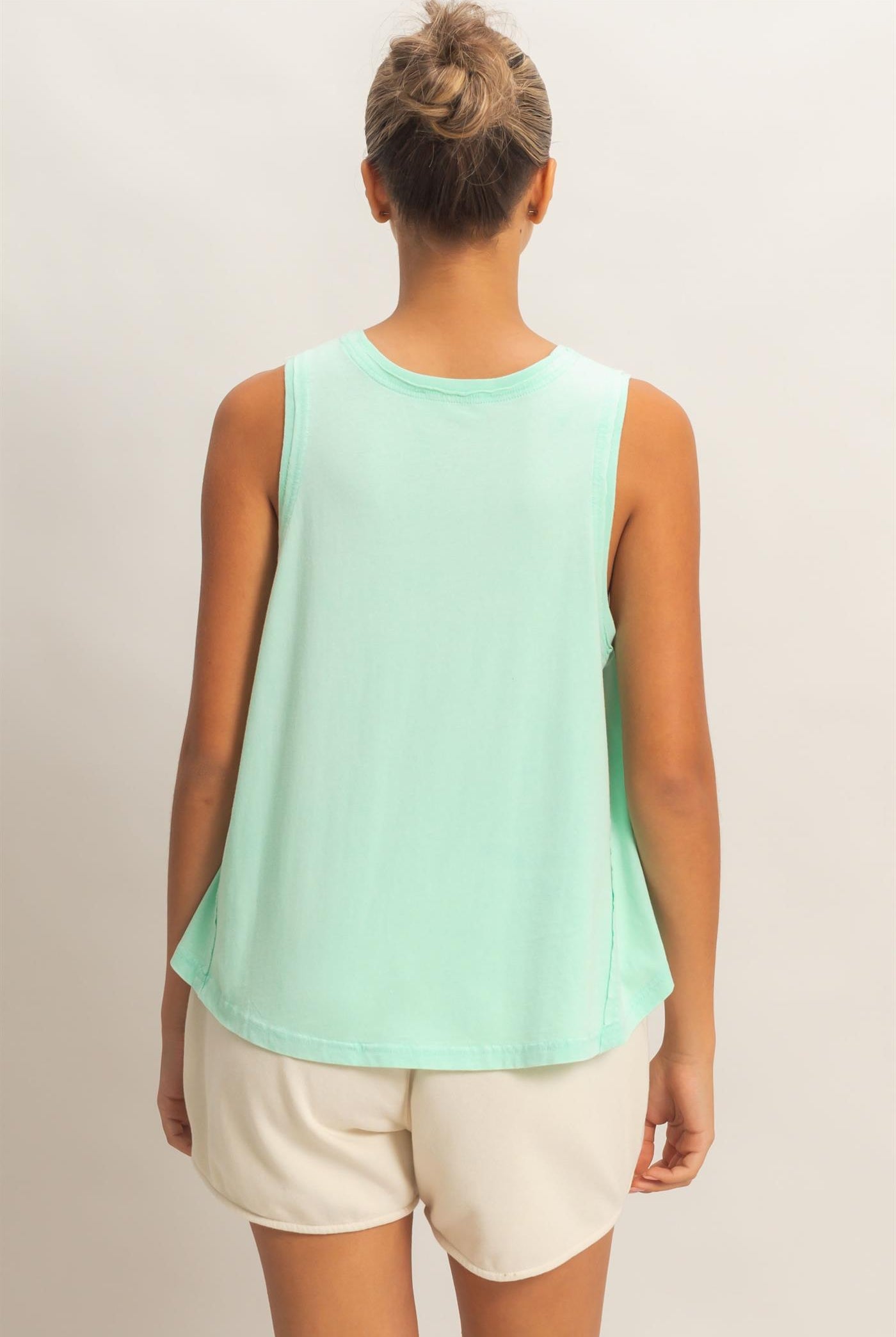 Wholesale Raw Edge Details Sleeveless Washed Top Clothing Tops DZ26E278 MINT DOUBLE ZERO