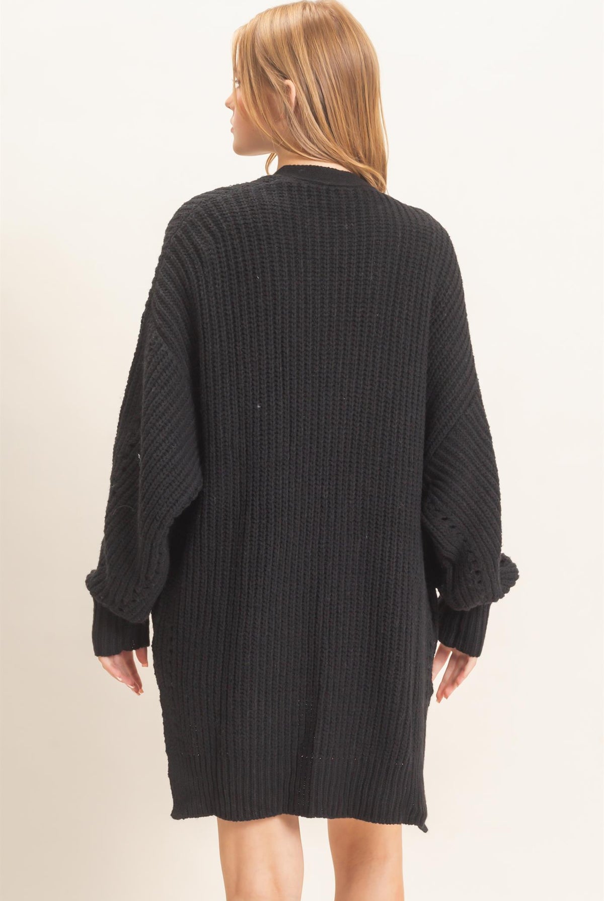 Wholesale Open-Front Cardigan Cardigans HF26C410 BLACK HYFVE