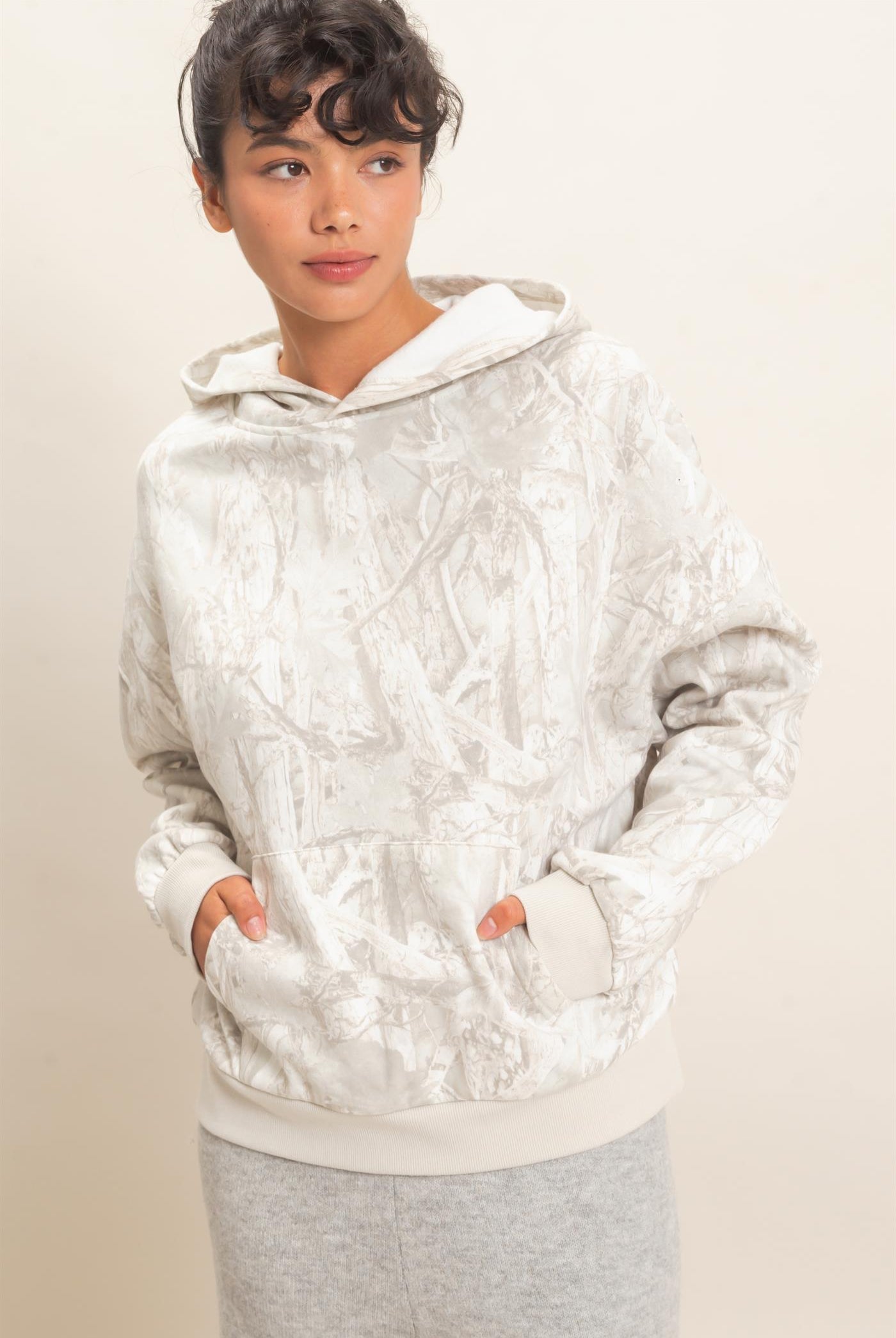 Wholesale Tree Camouflage Hoodie With Kangaroo Pocket Hoodies DZ26F011 GRAY DOUBLE ZERO