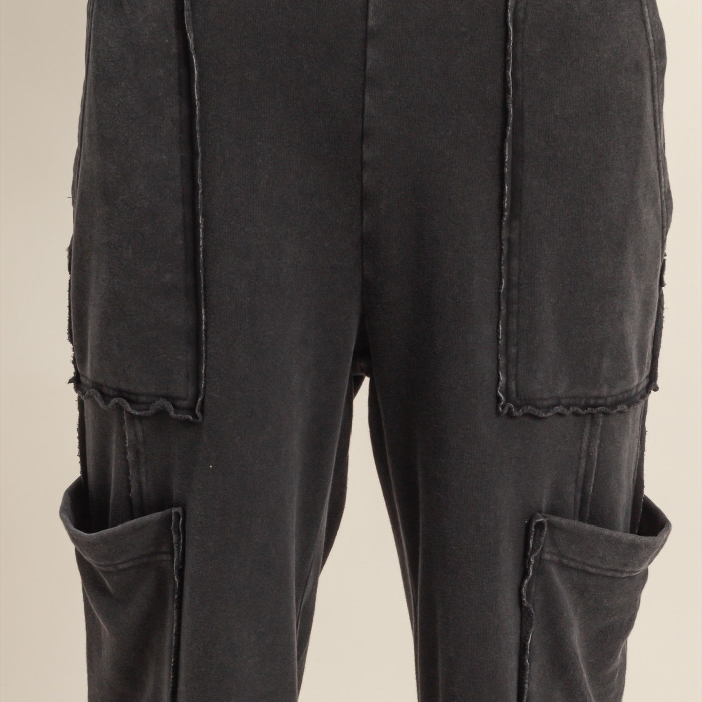 Wholesale Mineral Wash Oversized Utility Sweatpants Sweatpants DZ25C903 BLACK DOUBLE ZERO