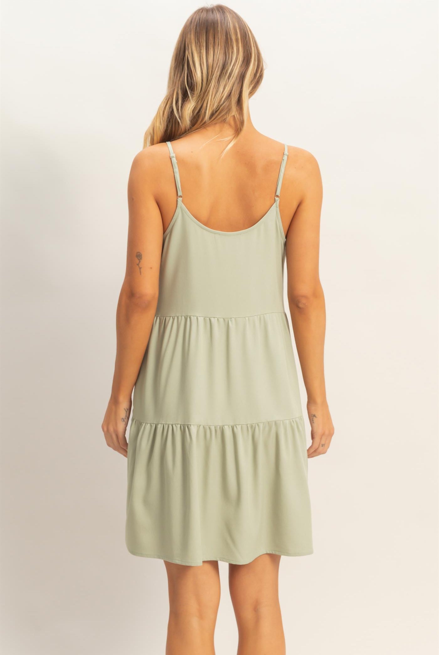 Wholesale Tiered Spaghetti Strap Dress Dresses HF26E426-D SAGE HYFVE