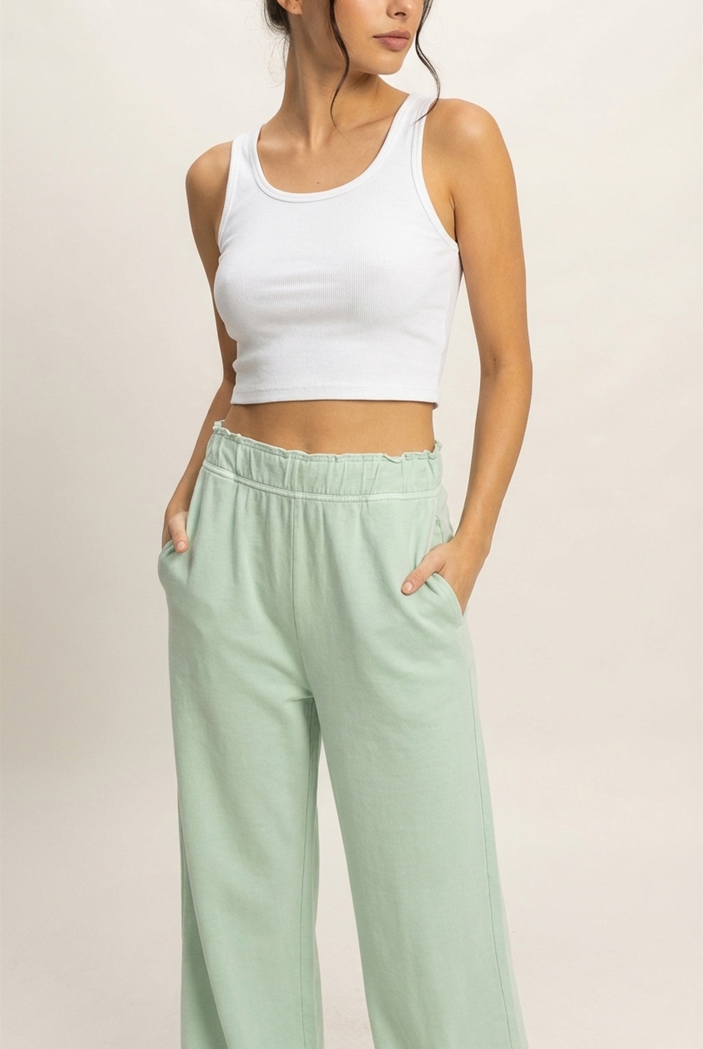 Wholesale High Waist Flare Pants Pants DZ24C346-D MINT DOUBLE ZERO