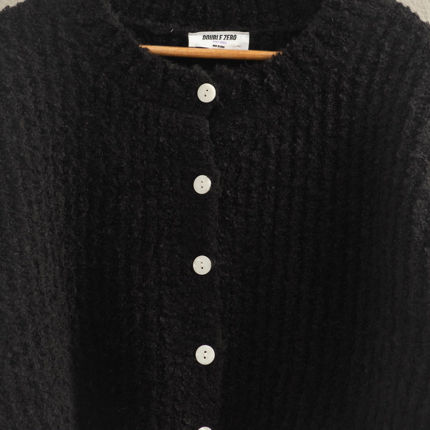 Wholesale Fluffy Knit Button-Up Cardigan Sweater Cardigans DZ25E592 BLACK DOUBLE ZERO