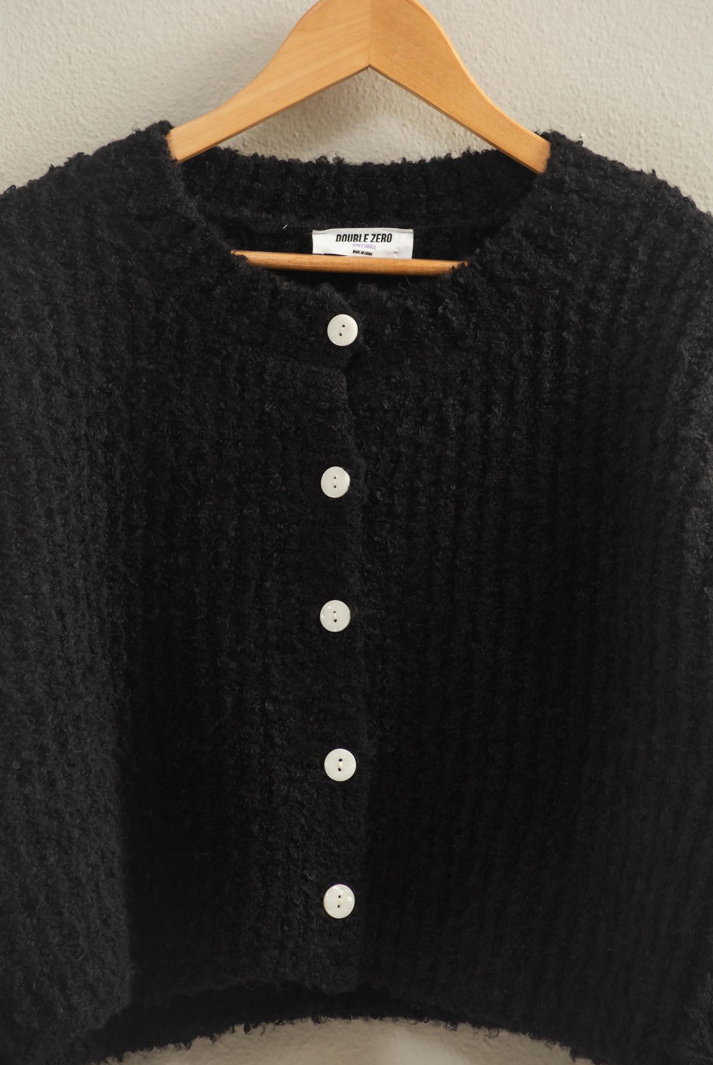 Wholesale Fluffy Knit Button-Up Cardigan Sweater Cardigans DZ25E592 BLACK DOUBLE ZERO