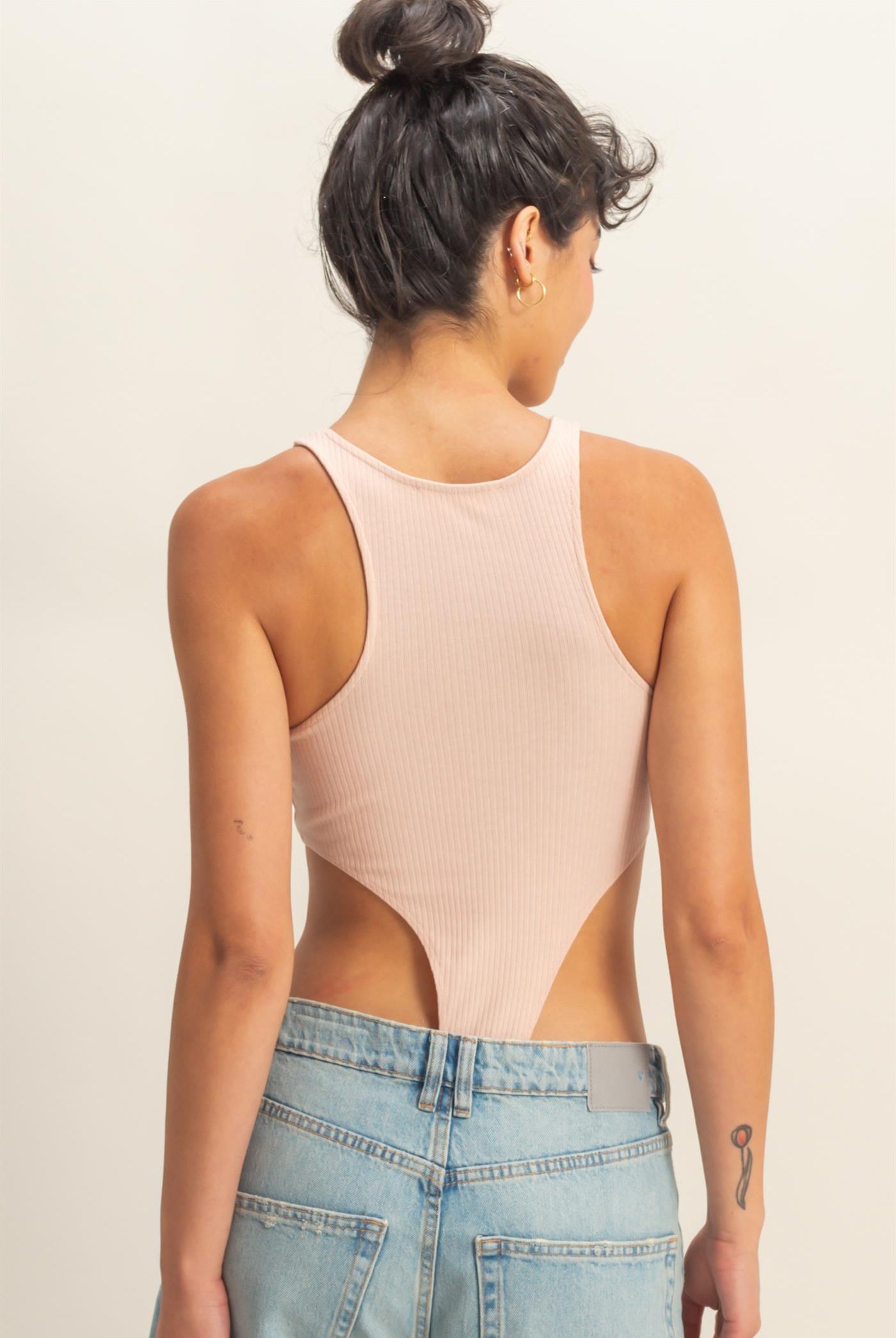 Wholesale High Cut Bodysuit Clothing Tops DZ22E146 PASTEL PINK DOUBLE ZERO