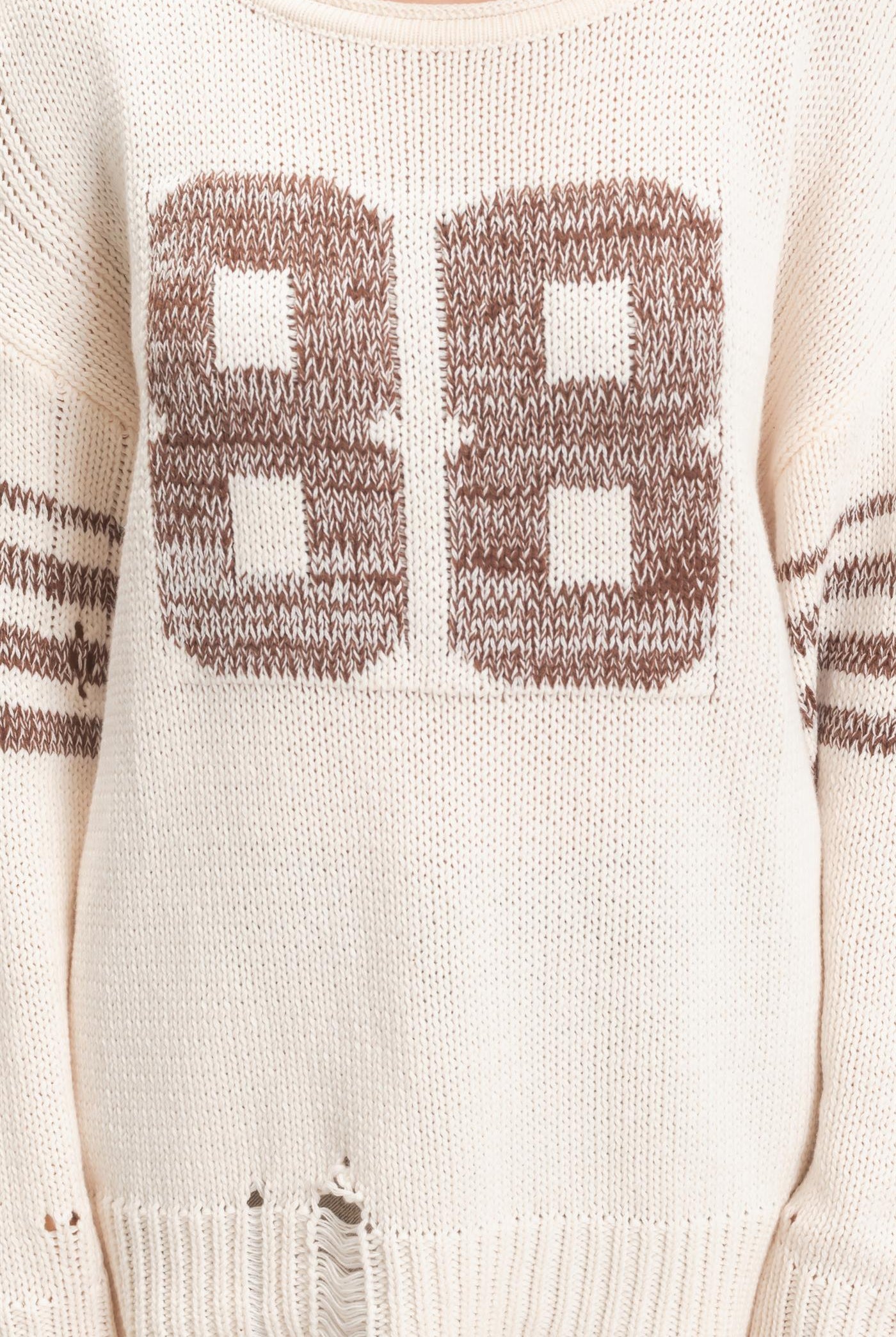 Wholesale Oversized Number Knit Sweater Sweaters HF26E687 WHITE SWAN HYFVE