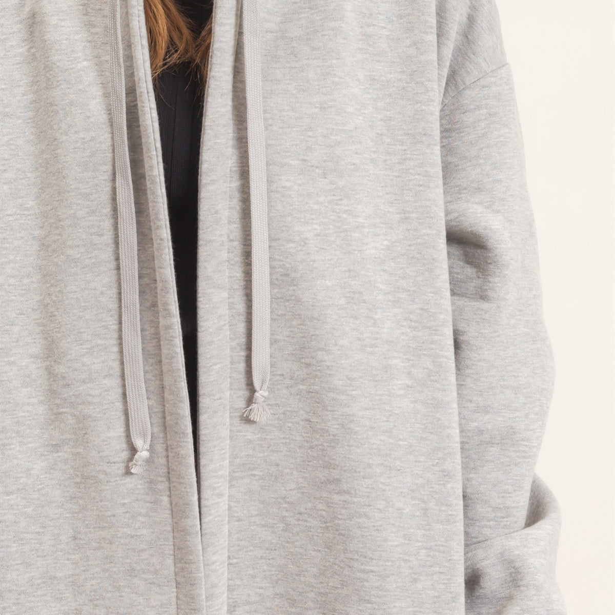 Wholesale Oversized Hooded Open Front Coat Coats & Jackets HF26F142-D H.GRAY HYFVE