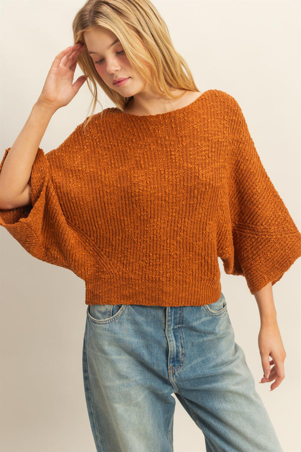 Boat Neck Knit Sweater