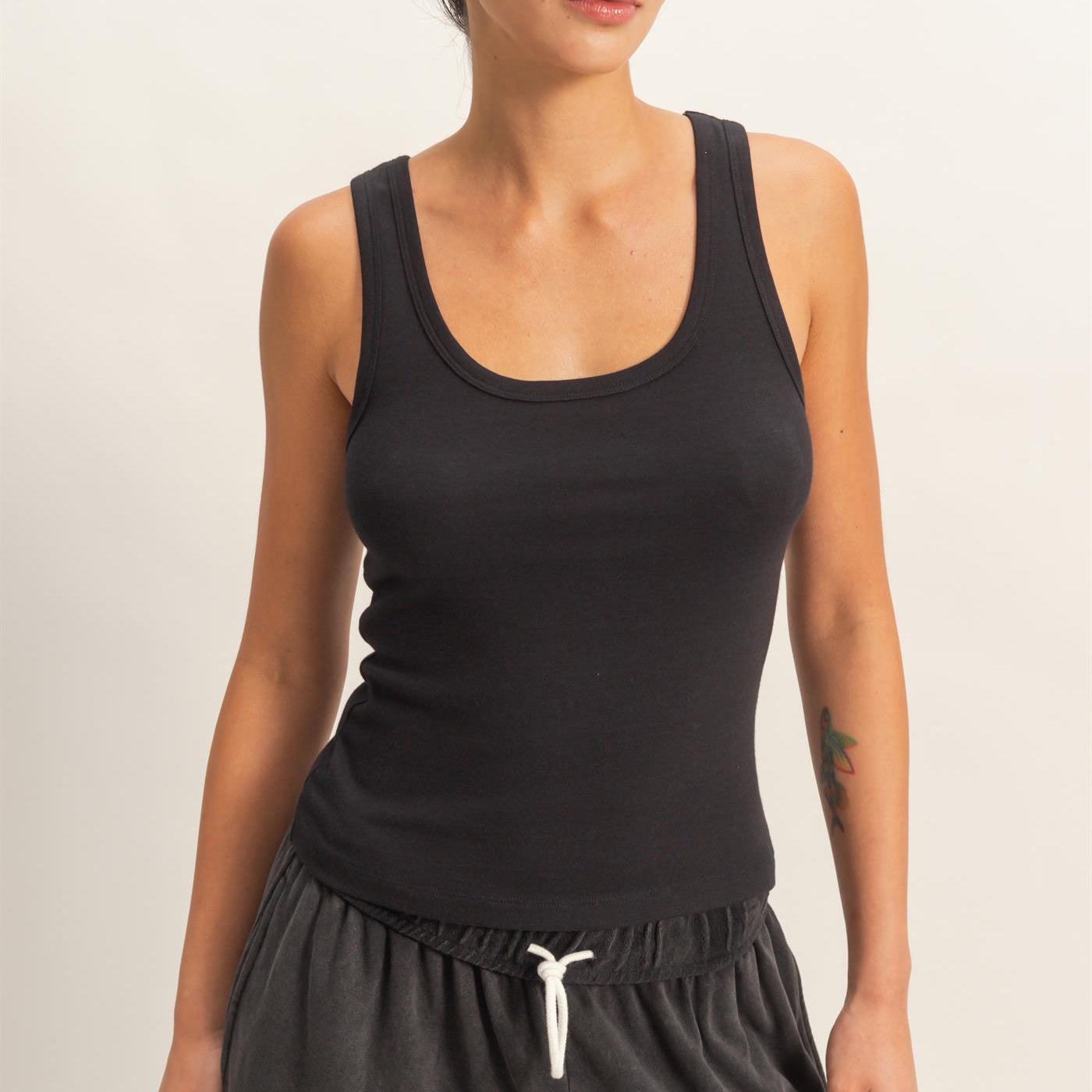 Wholesale Scoop Neck Tank Top Tank Tops DZ26A398 BLACK DOUBLE ZERO