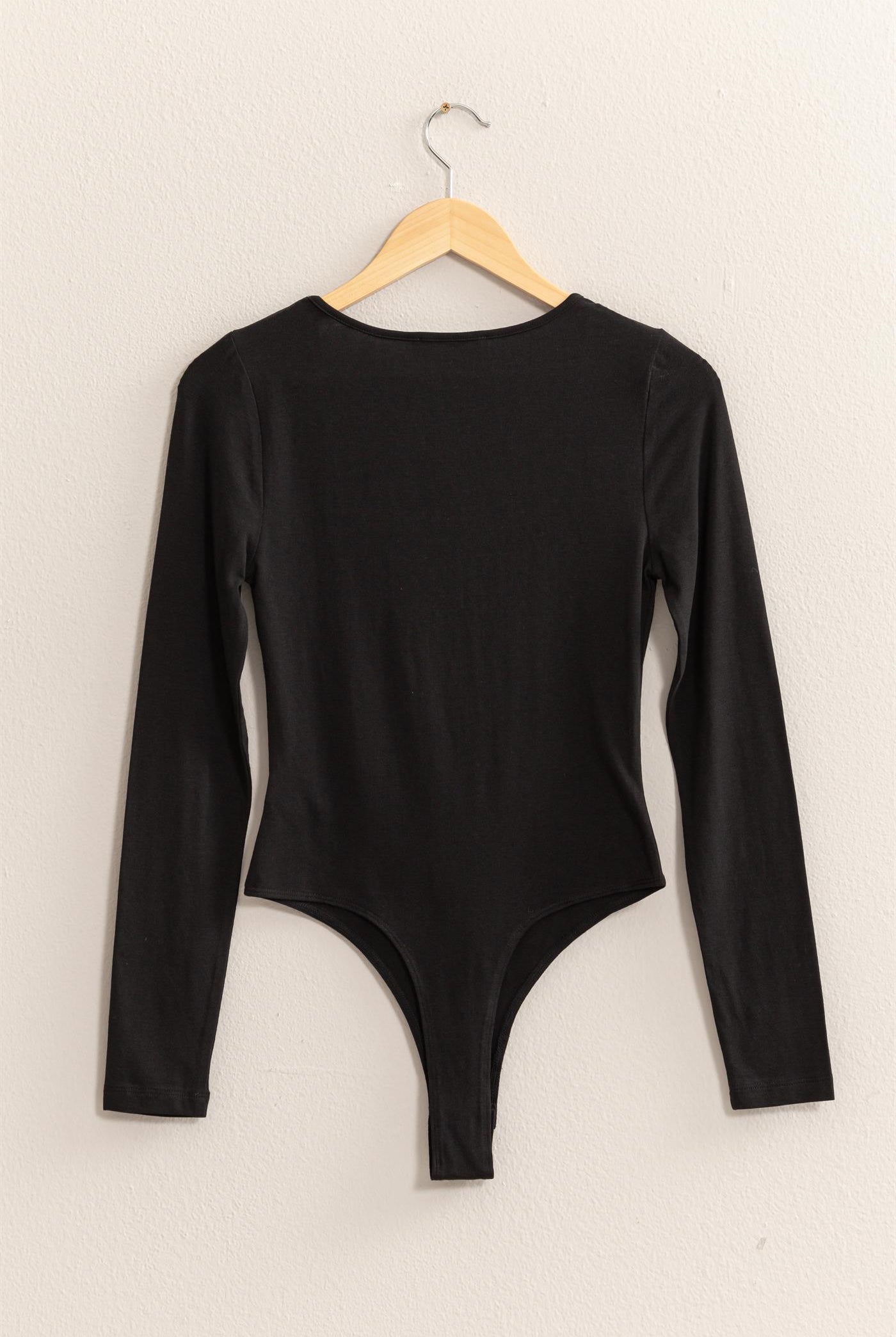 Wholesale Square Neck Long Sleeve Bodysuit Bodysuits DZ24E767 BLACK DOUBLE ZERO