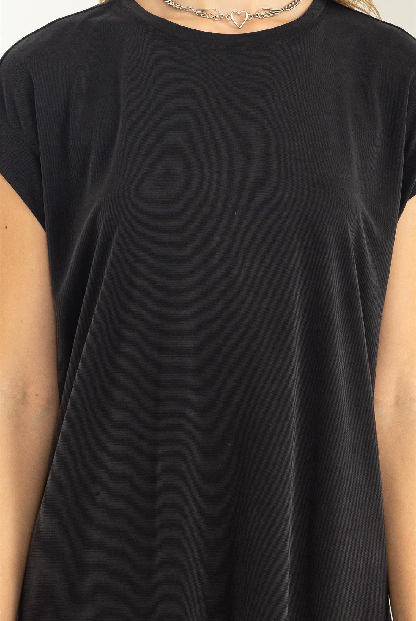 Wholesale Lazy Day Dolman Short Sleeves Midi Dress Dresses DZ23A795 BLACK DOUBLE ZERO