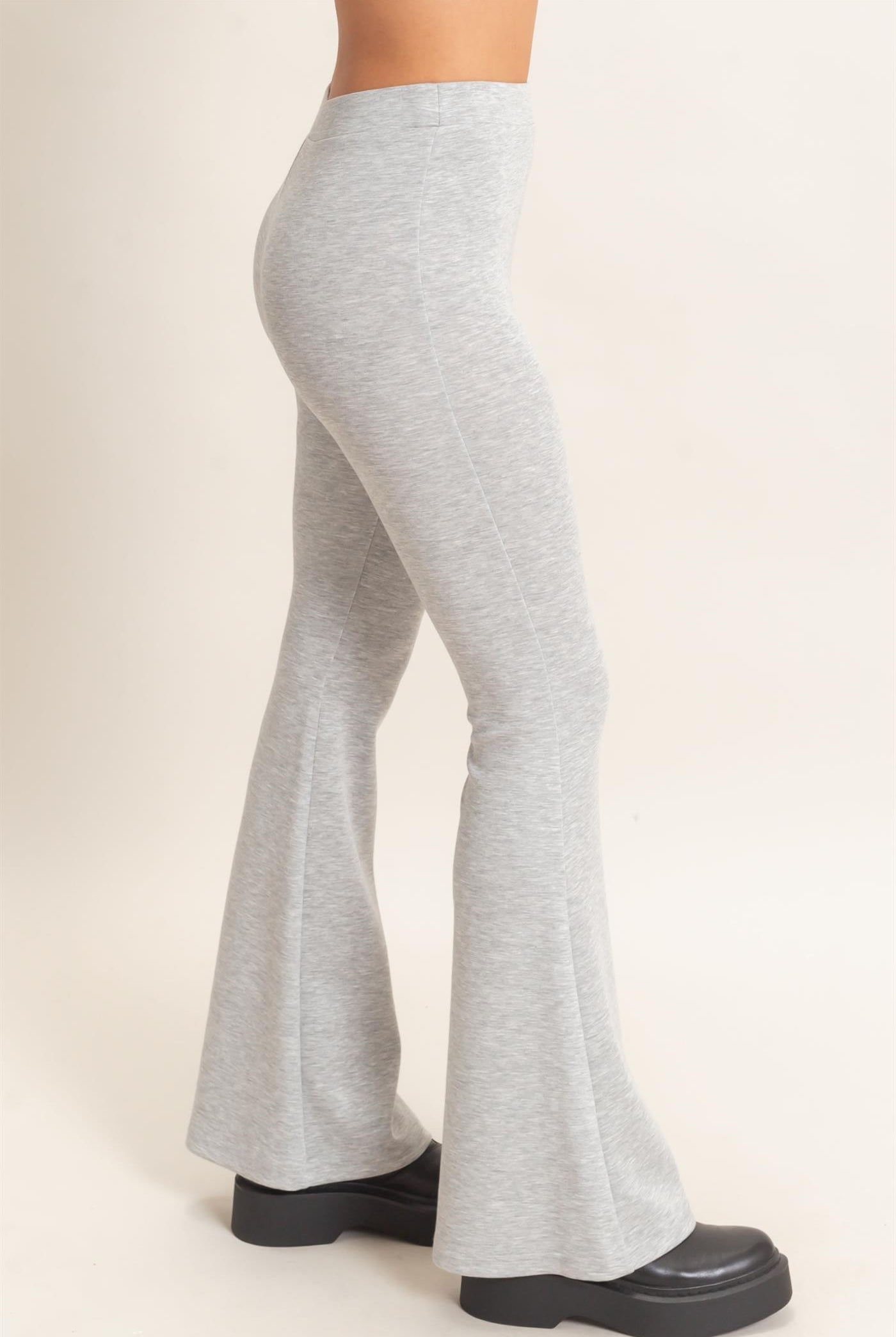 Wholesale Flared Elastic Waist Pants Pants DZ26E393 HEATHER GRAY DOUBLE ZERO