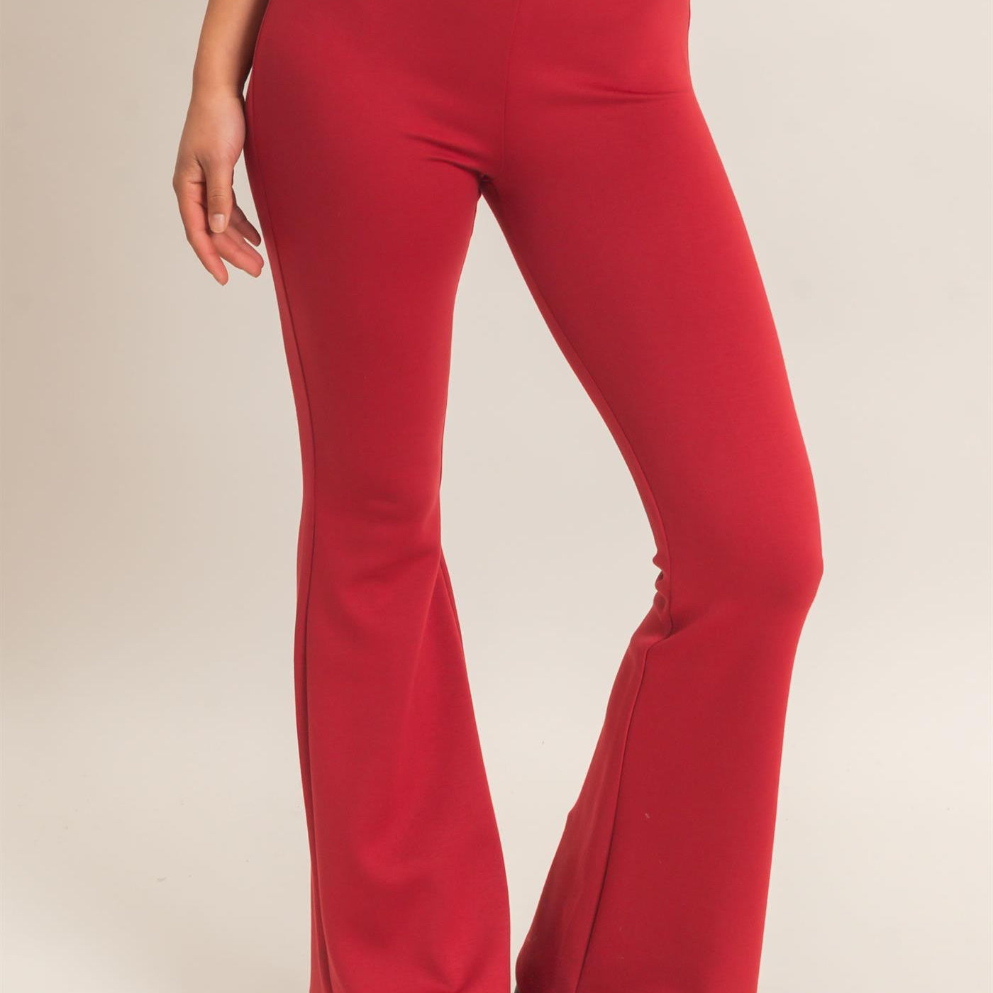 Wholesale Flared Elastic Waist Pants Pants DZ26E393 DARK RED DOUBLE ZERO