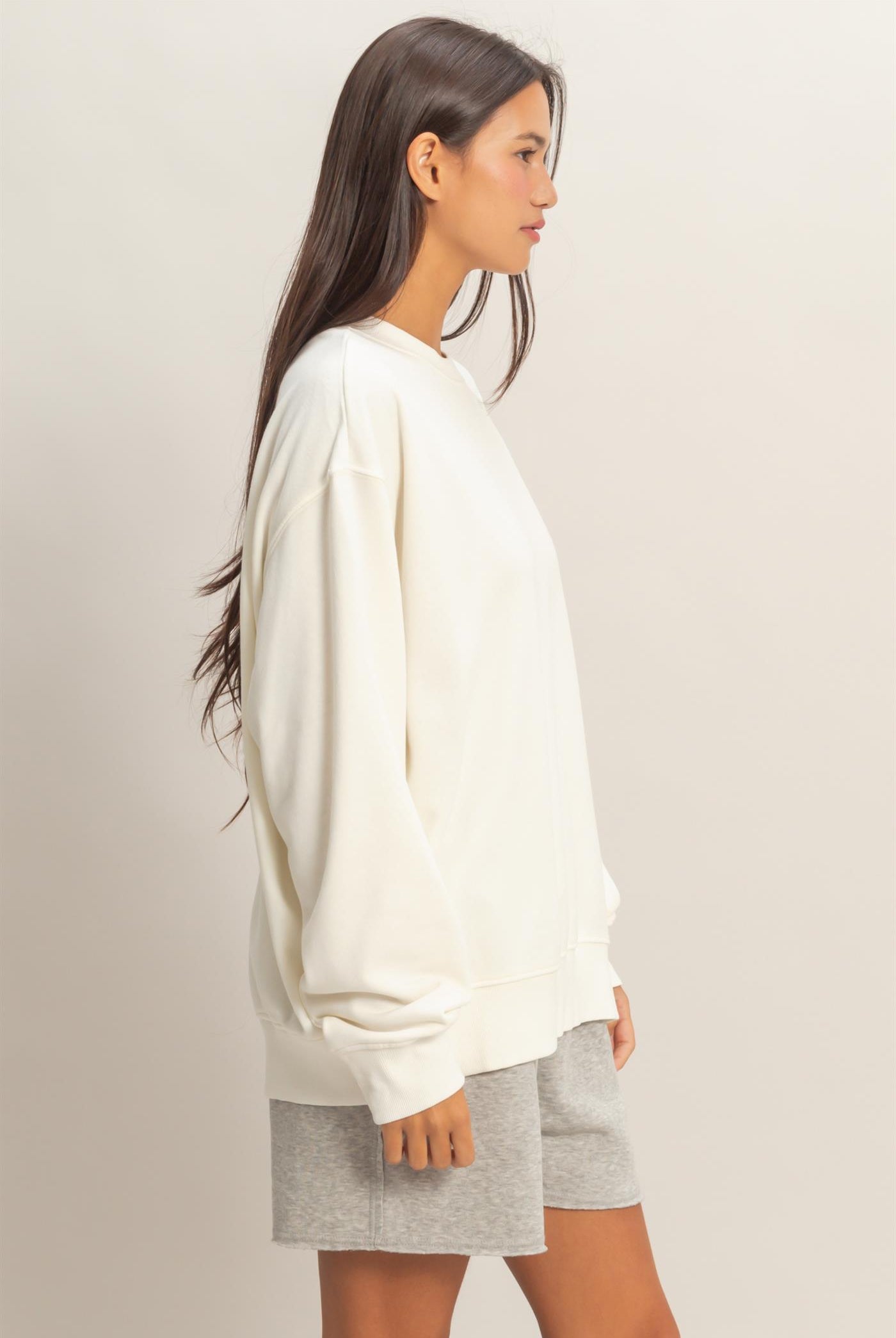 Wholesale Mineral Washed Crew Neck Sweatshirt Sweatshirts DZ26A262 CREAM DOUBLE ZERO