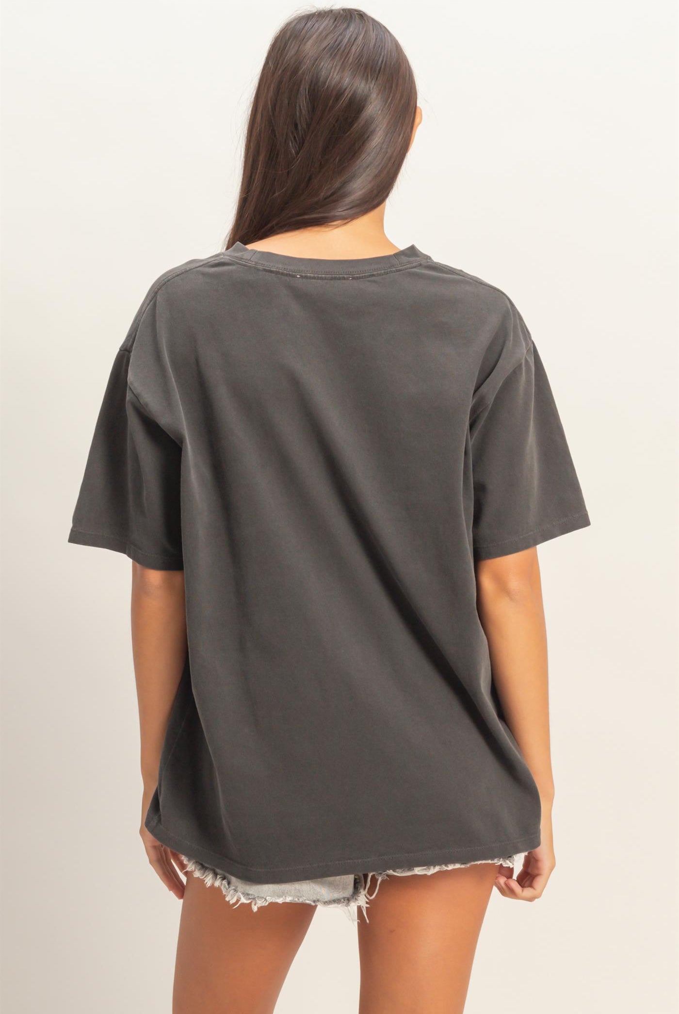 Wholesale Pigment Dyed Crew Neck T-Shirt T-Shirts DZ26A267 BLACK DOUBLE ZERO