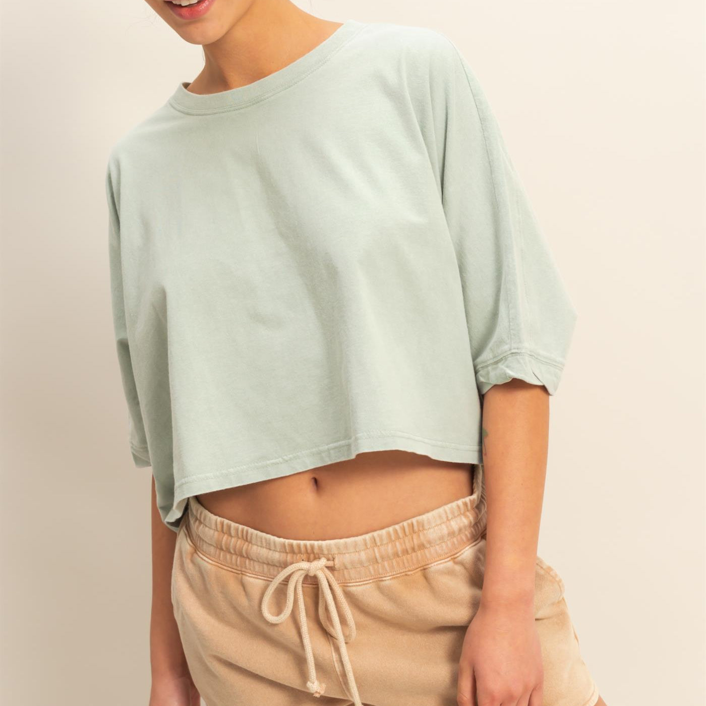 Wholesale Flowy Bat Wing Sleeves Knit Top Clothing Tops DZ25A797 SAGE GREEN DOUBLE ZERO