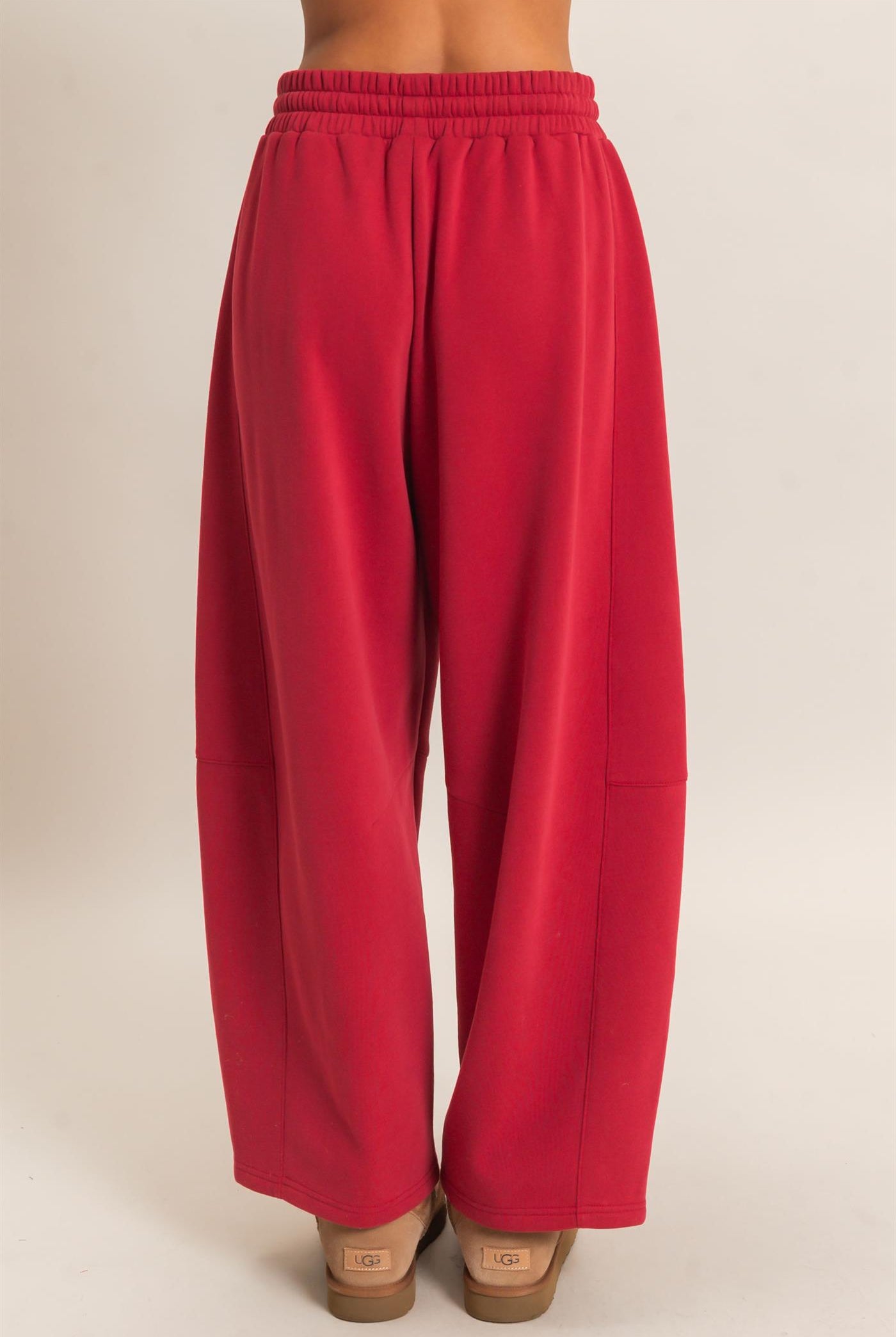 Wholesale Drawstring Waist Barrel Sweatpants Pants DZ26E290 DARK RED DOUBLE ZERO