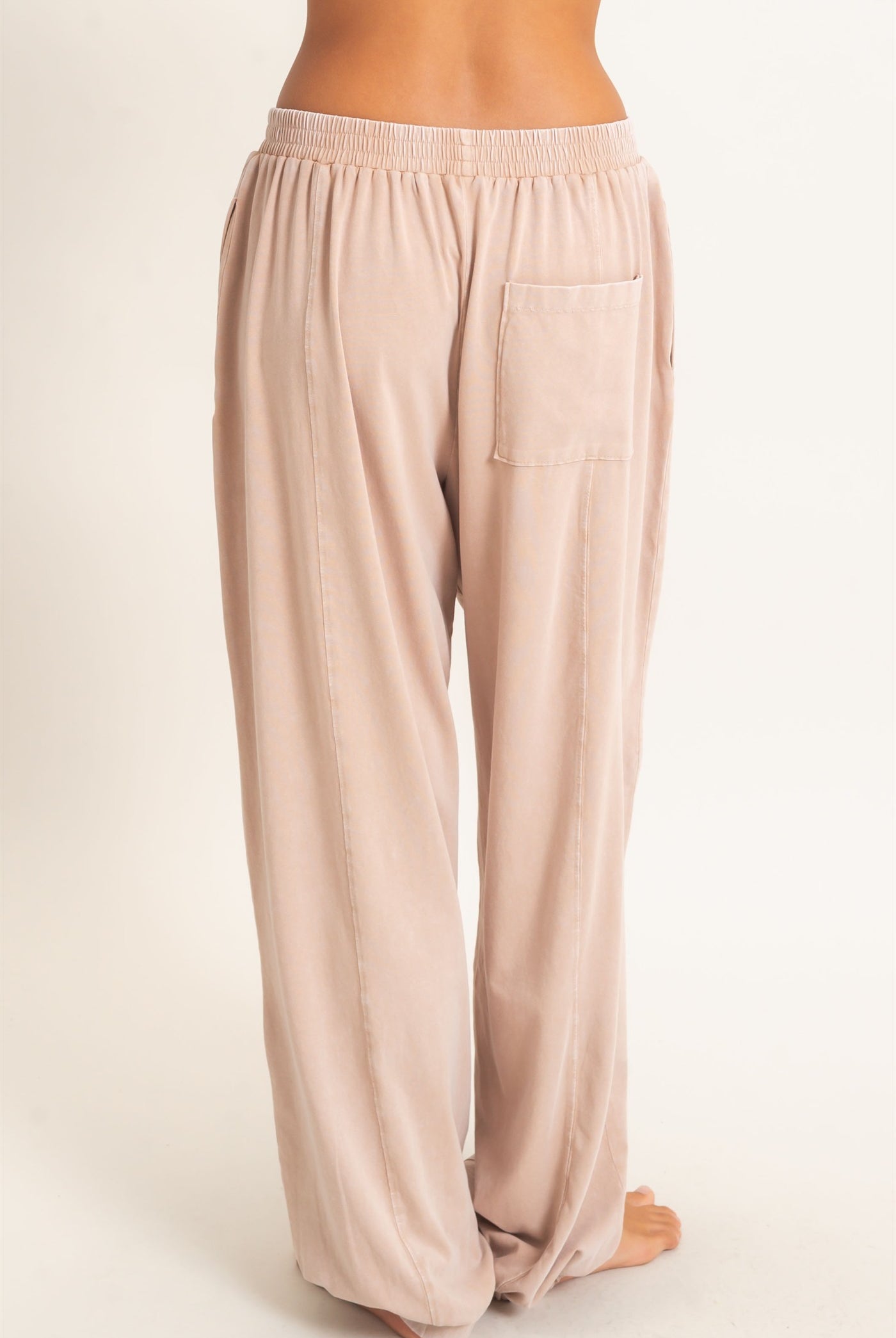 Wholesale Mineral Wash Elastic Waist Jogger Pants Joggers DZ26F405 DARK TAUPE DOUBLE ZERO