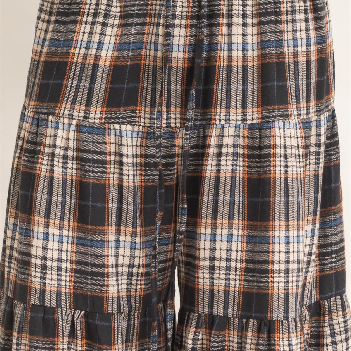 Wholesale Tiered Plaid Wide-Leg Pants Pants HF26E042 BLACK HYFVE