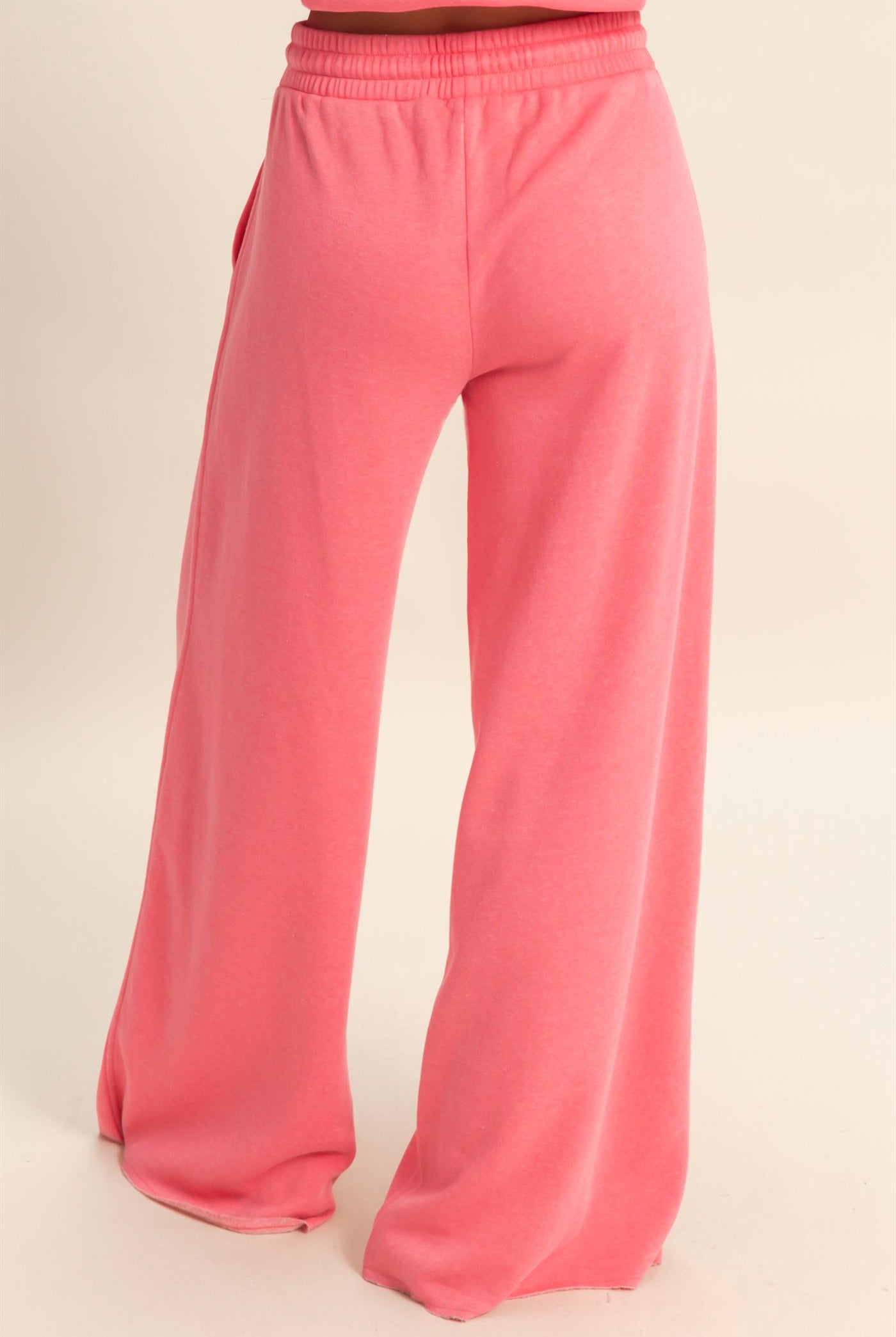 Wholesale Burnout French Terry Wide-Leg Pants Pants DZ26A259 TAFFY PINK DOUBLE ZERO