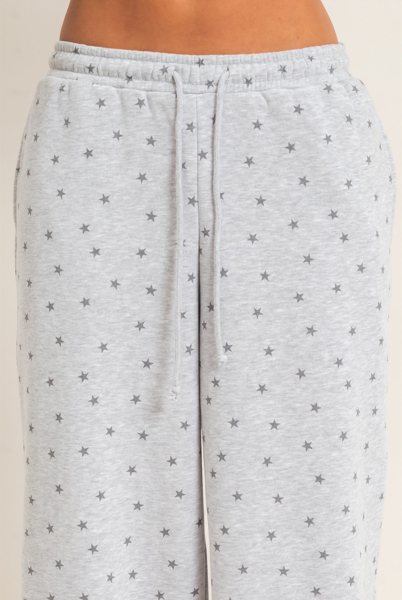 Wholesale Star Print Elastic Waist Jogger Pants Joggers DZ26E287 HEATHER GRAY DOUBLE ZERO