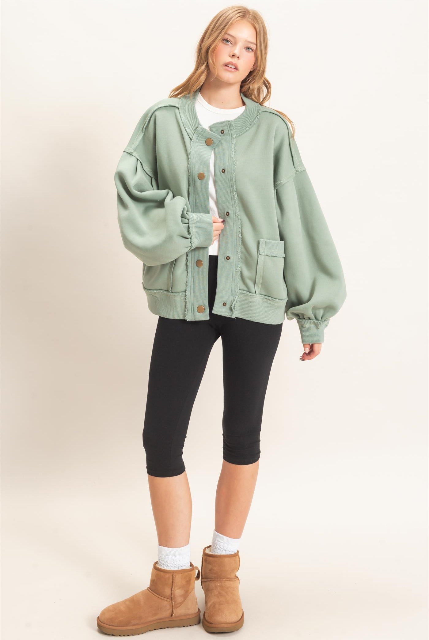 Wholesale Snap Front Jacket Coats & Jackets HF26E003 SAGE HYFVE