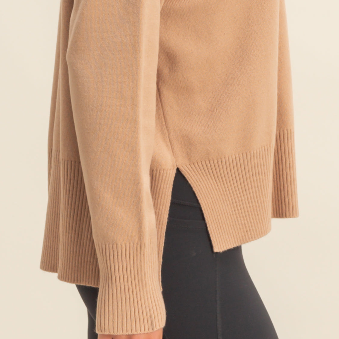 Wholesale Not A Player Roll Neck Drop Shoulder Sweater Sweaters DZ25C938 DARK TAUPE DOUBLE ZERO