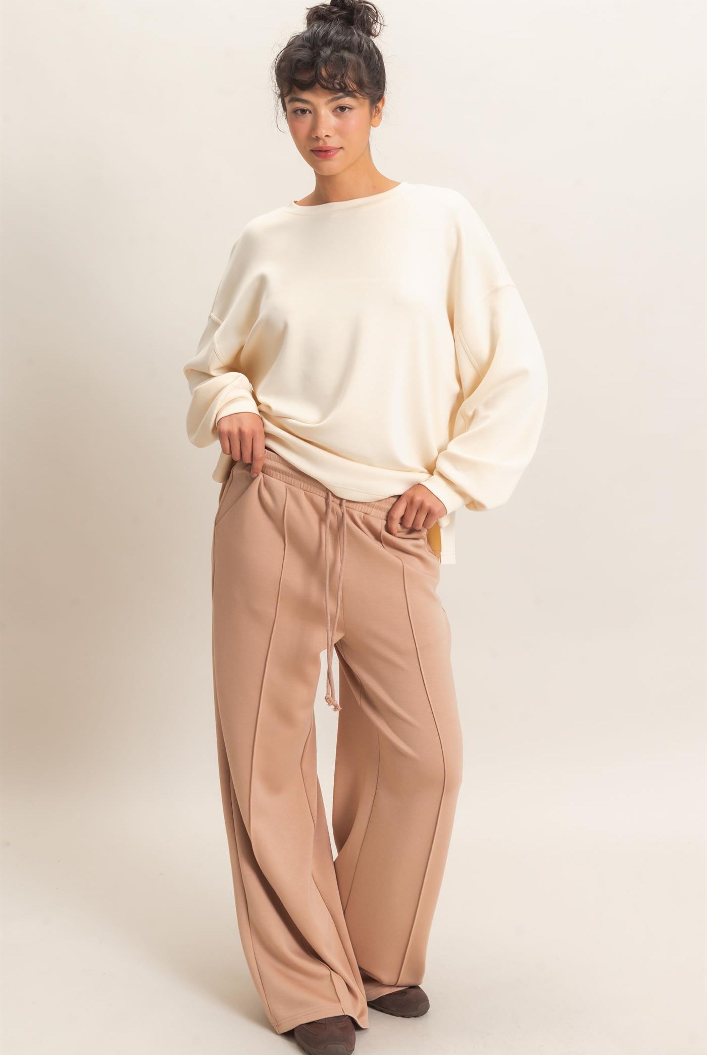 Wholesale Oversized Crew Neck Top Sweatshirts DZ26E388 ALPACA DOUBLE ZERO