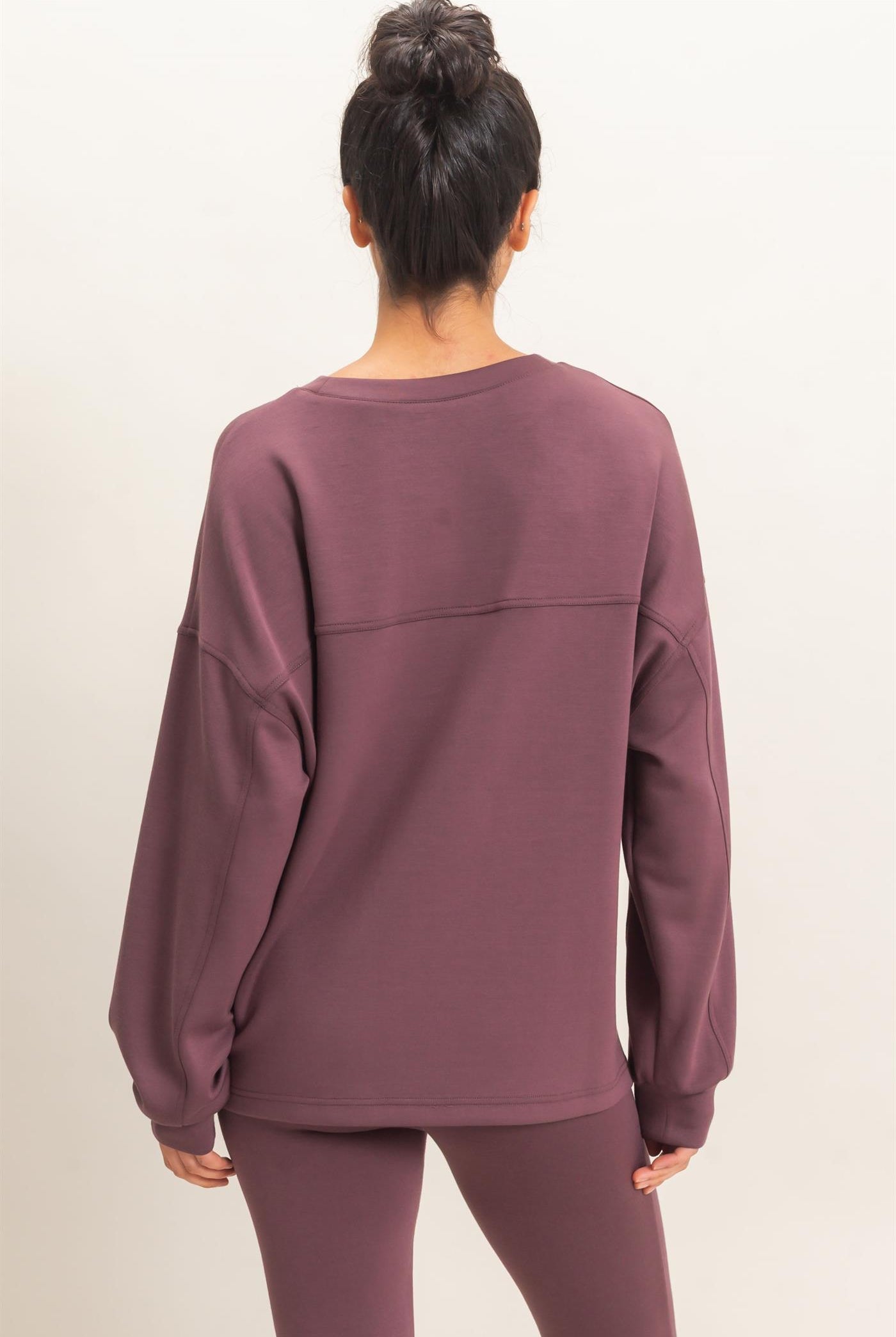Wholesale Oversized Crew Neck Top Sweatshirts DZ26E388 COCOA DOUBLE ZERO