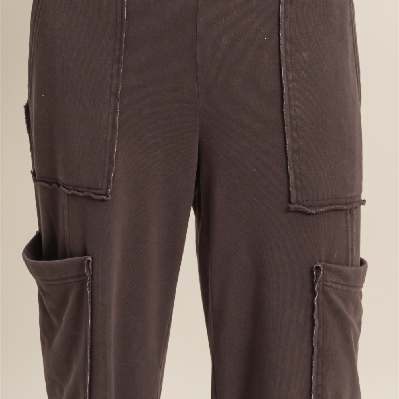 Wholesale Mineral Wash Oversized Utility Sweatpants Sweatpants DZ25C903 DARK BROWN DOUBLE ZERO