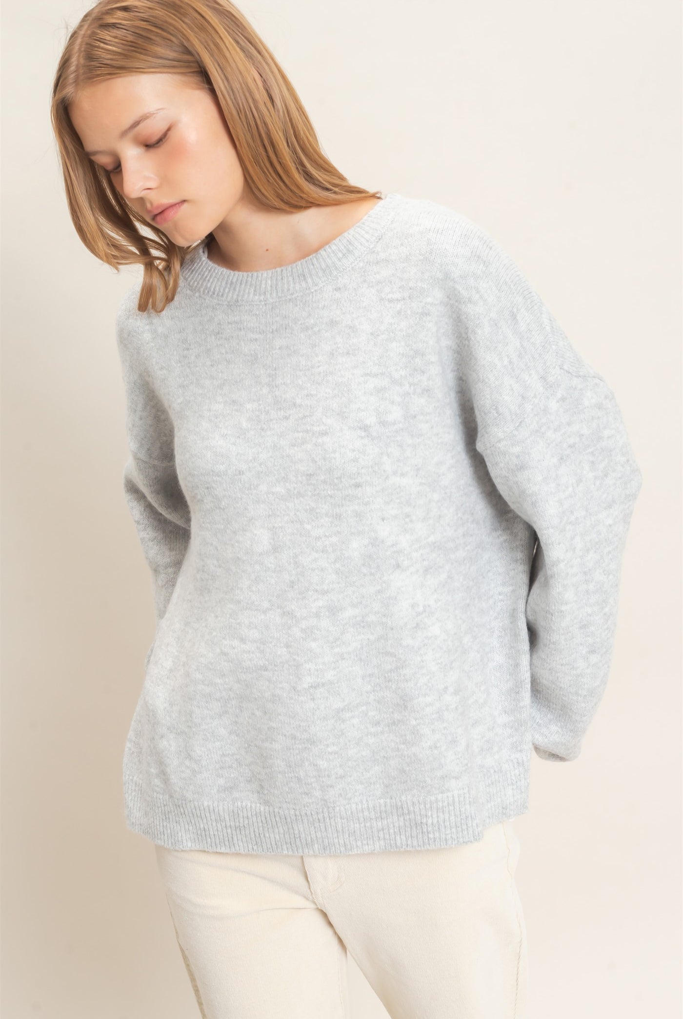 Wholesale Open Back Sweater With Organza Bows Sweaters HF26F149 SILVER GRAY HYFVE