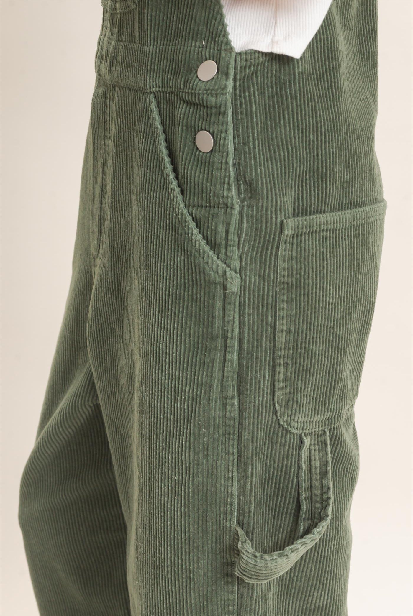 Wholesale Mineral Wash Corduroy Overalls Clothing HF26F210-D OLIVE HYFVE