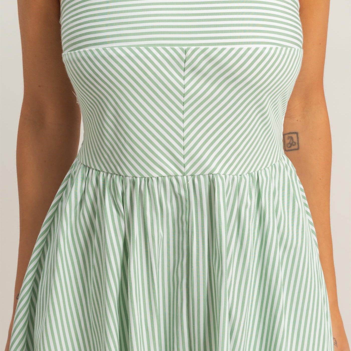 Wholesale Striped Spaghetti Strap Dress Dresses HF26A291-D SAGE GREEN HYFVE