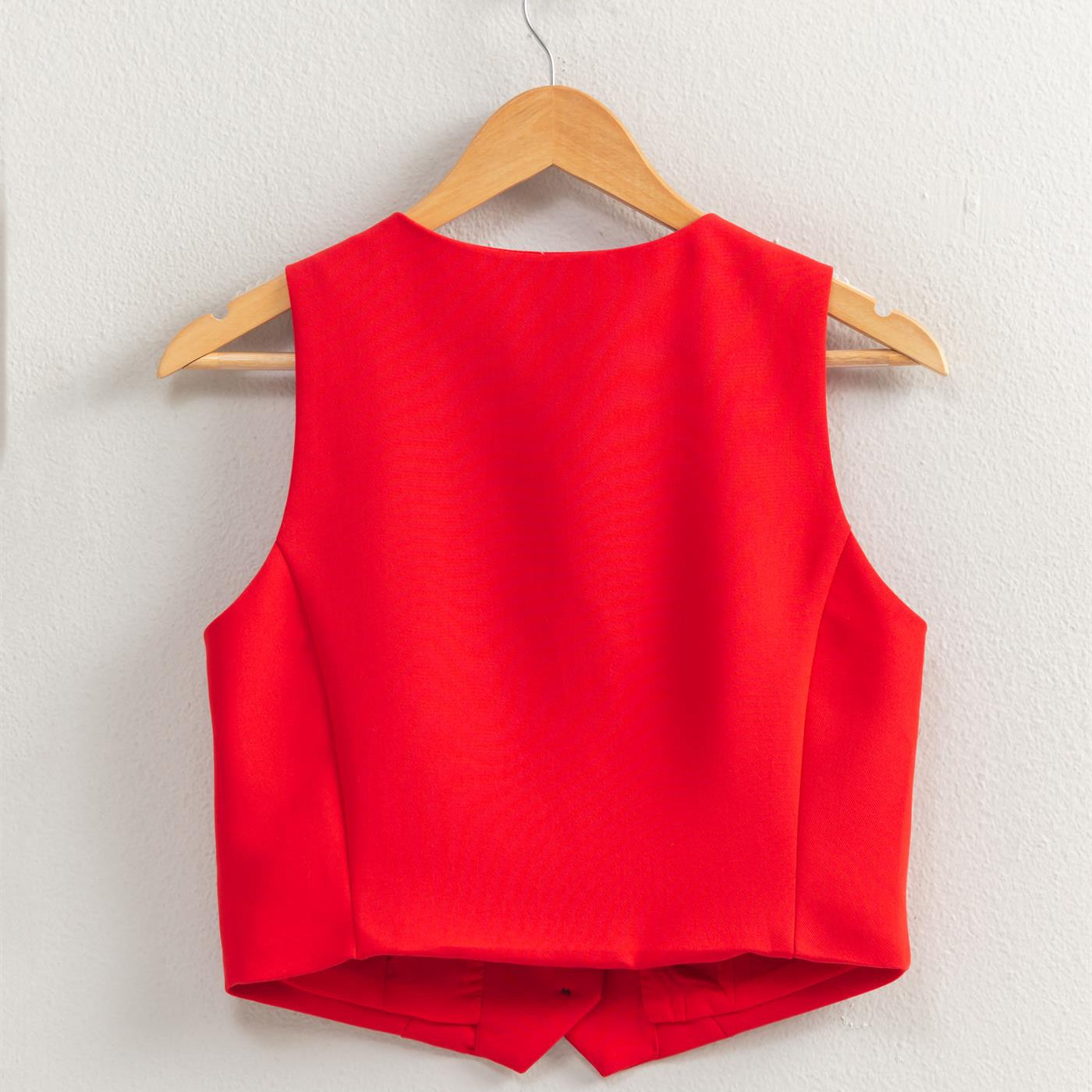 Wholesale Tailored Button-Down Vest Vests DZ25E126 RED DOUBLE ZERO