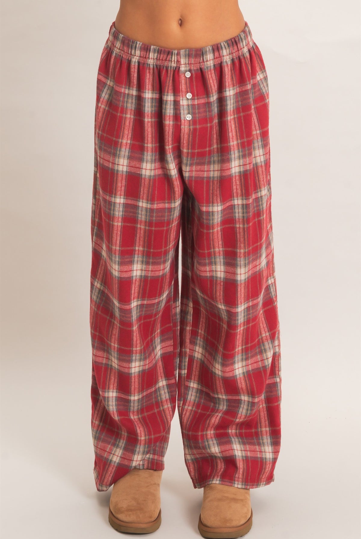 Wholesale Plaid Wide-Leg Pants Pants DZ26F271 RED DOUBLE ZERO