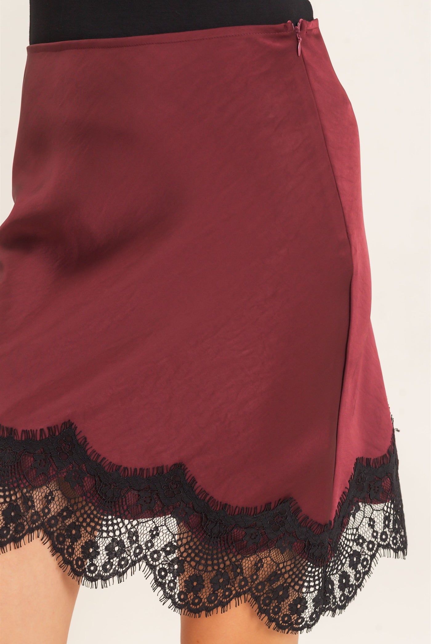 Wholesale Asymmetrical Bias Cut Slip Skirt Skirts HF26C854-D BURGUNDY HYFVE