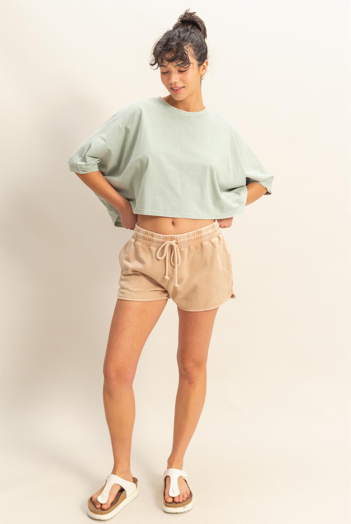 Wholesale Flowy Bat Wing Sleeves Knit Top Clothing Tops DZ25A797 SAGE GREEN DOUBLE ZERO