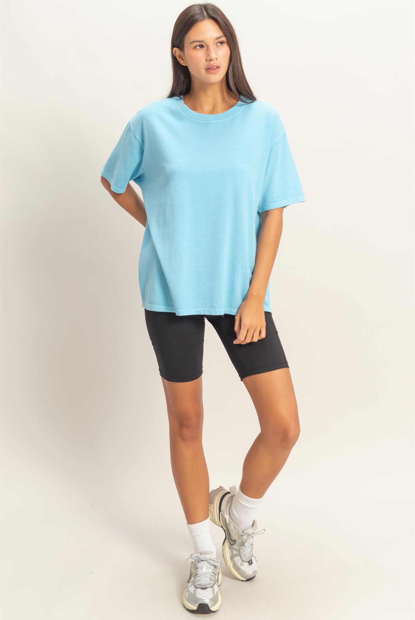 Wholesale Pigment Dyed Crew Neck T-Shirt T-Shirts DZ26A267 BLUE DOUBLE ZERO