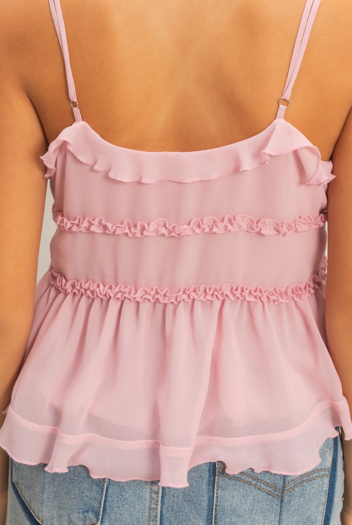 Wholesale Layered Tie-Front Camisole Top Clothing Tops HF26C321 BLUSH HYFVE