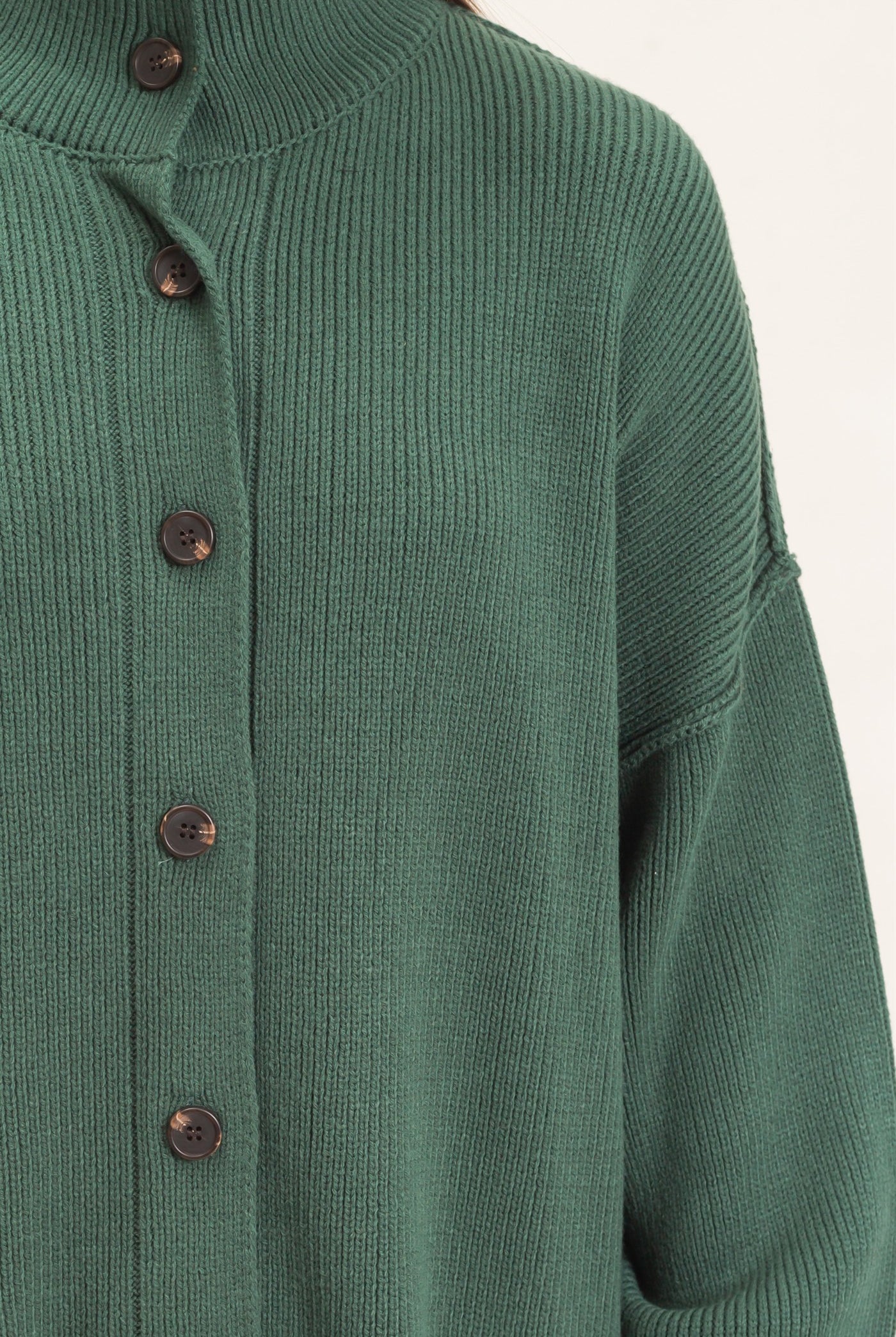 Wholesale High Neck Oversized Cardigan Cardigans DZ26E280 DARK GREEN DOUBLE ZERO