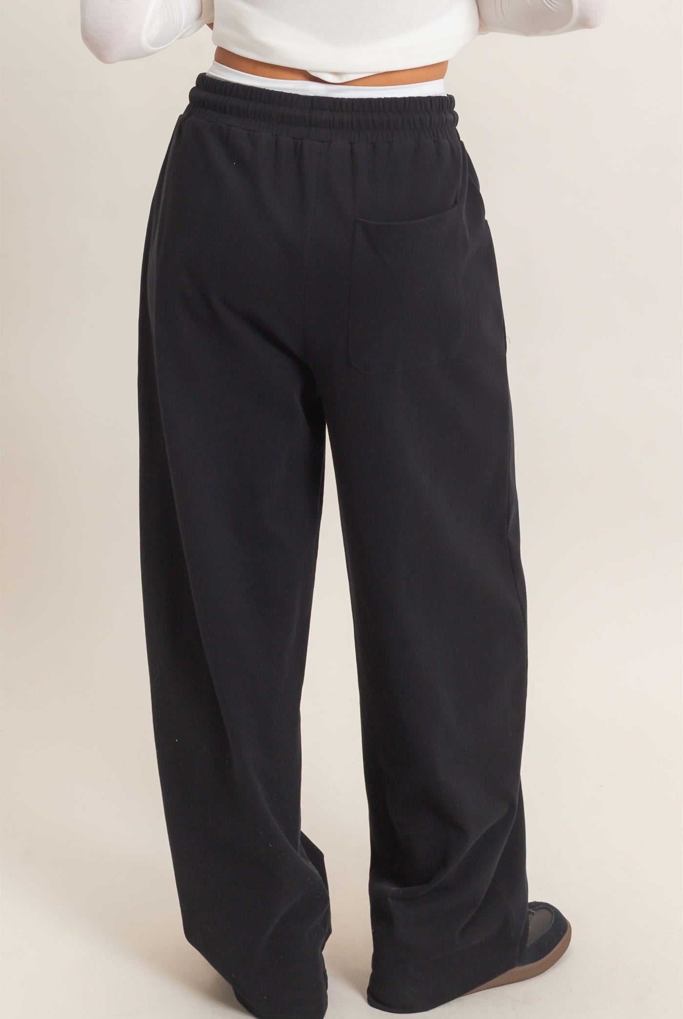 Wholesale Washed Barrel Sweatpants Pants DZ26E379 BLACK DOUBLE ZERO