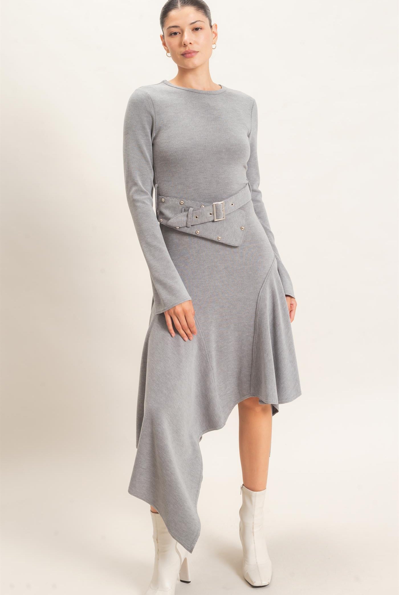 Wholesale Asymmetrical Knit Dress Dresses HF26E992 HEATHER GRAY HYFVE