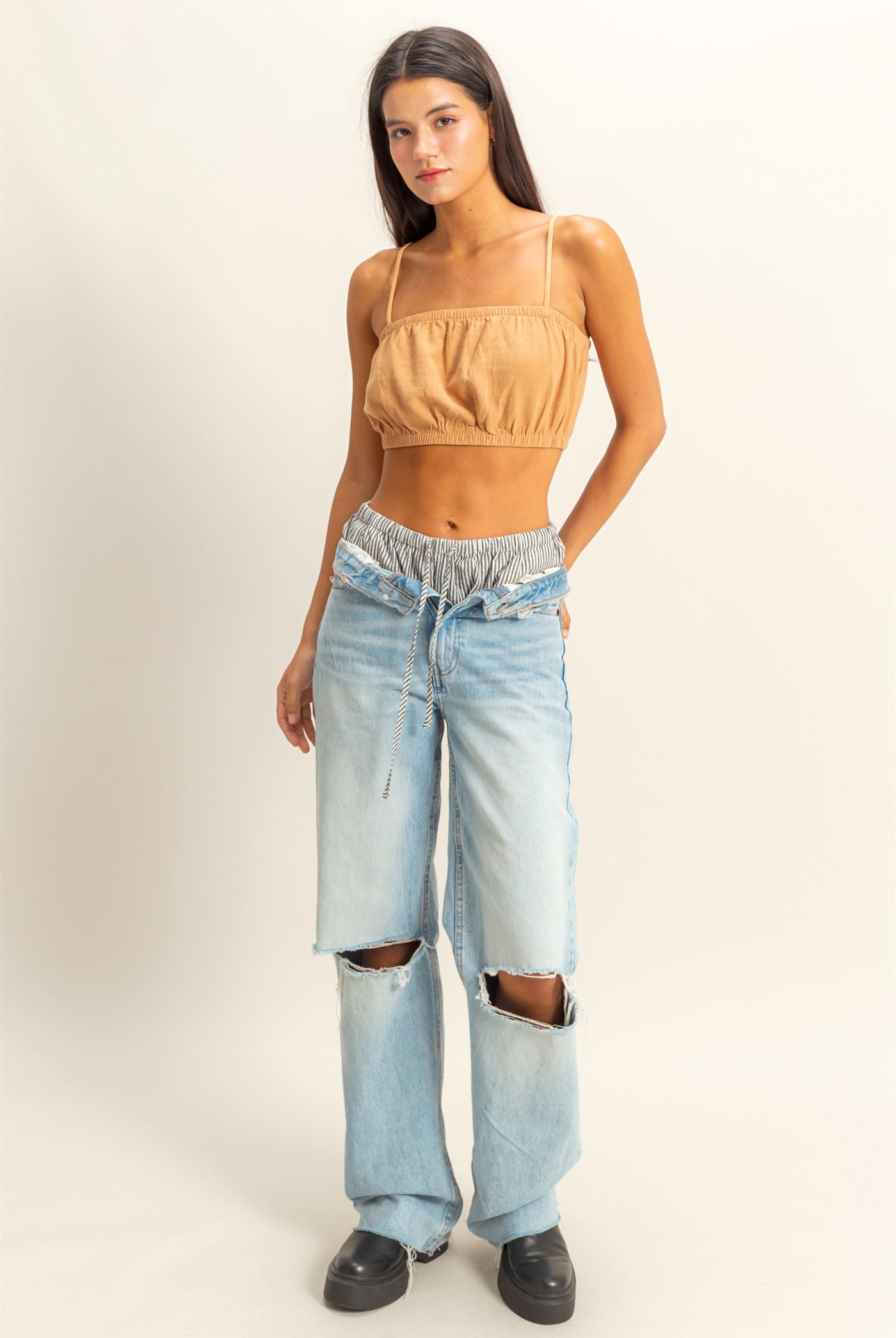 Wholesale Cami Bandeau Crop Top Clothing Tops DZ22C556 PEANUT BUTTER DOUBLE ZERO