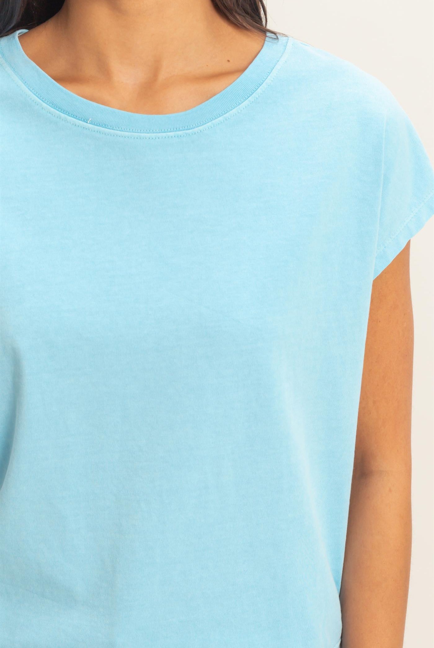 Wholesale Sleeveless Crew Neck Top and Shorts Set Clothing DZ26A028-SET BLUE DOUBLE ZERO