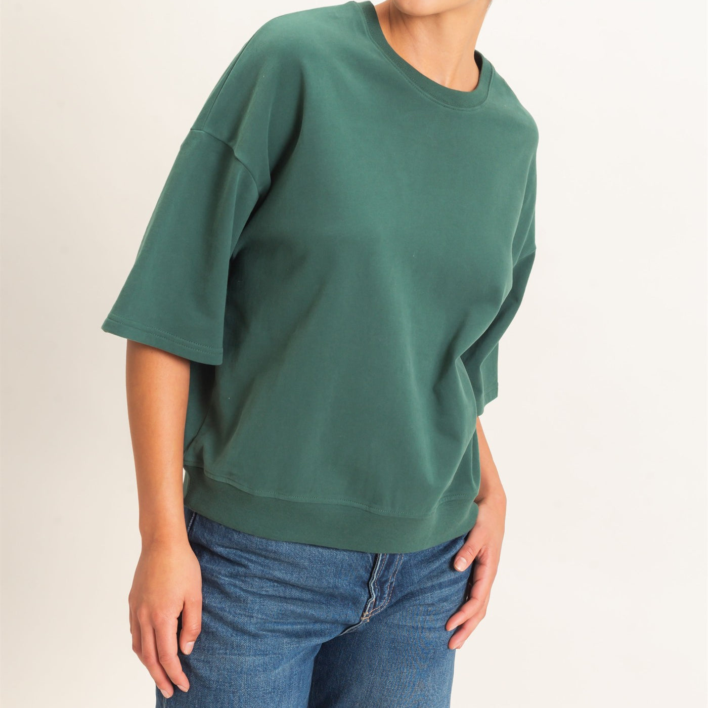 Wholesale Washed Crew Neck Short Sleeve Top Clothing Tops DZ26E381 DARK GREEN DOUBLE ZERO