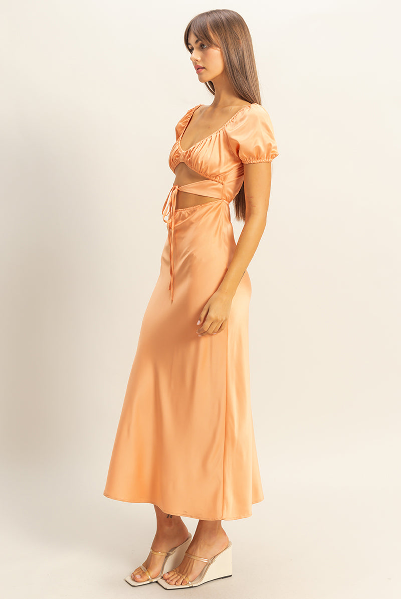 Wholesale Front Tie Maxi Dress Dresses FS22E780 L.ORANGE HYFVE