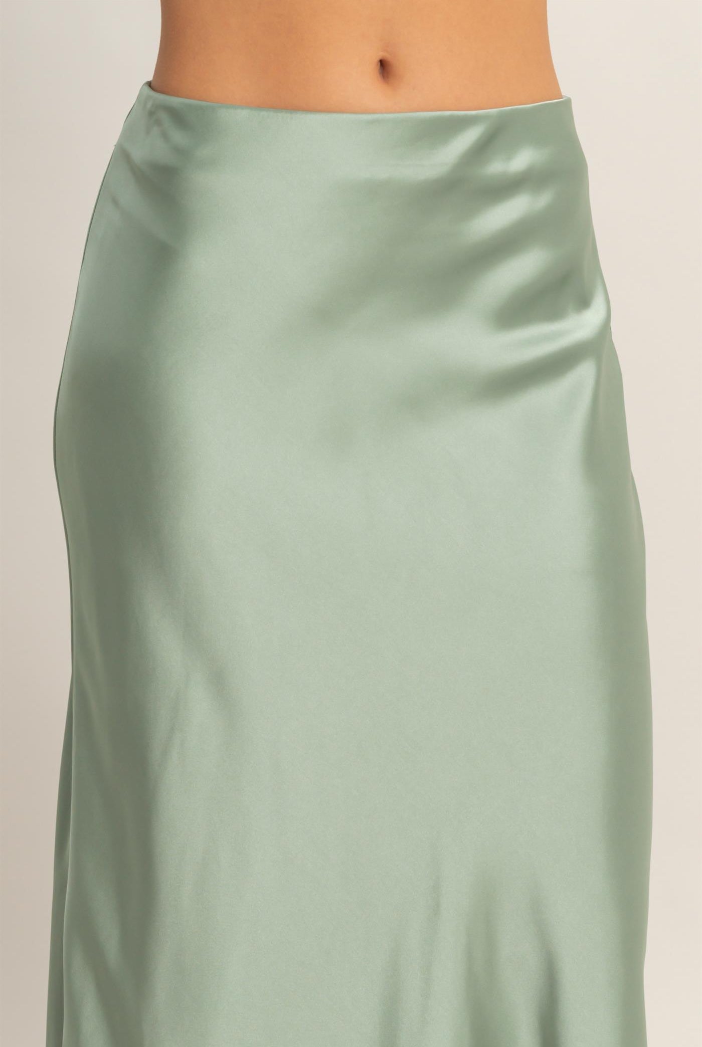 Wholesale Satin Maxi Skirt Skirts DZ26E274 SAGE GREEN DOUBLE ZERO