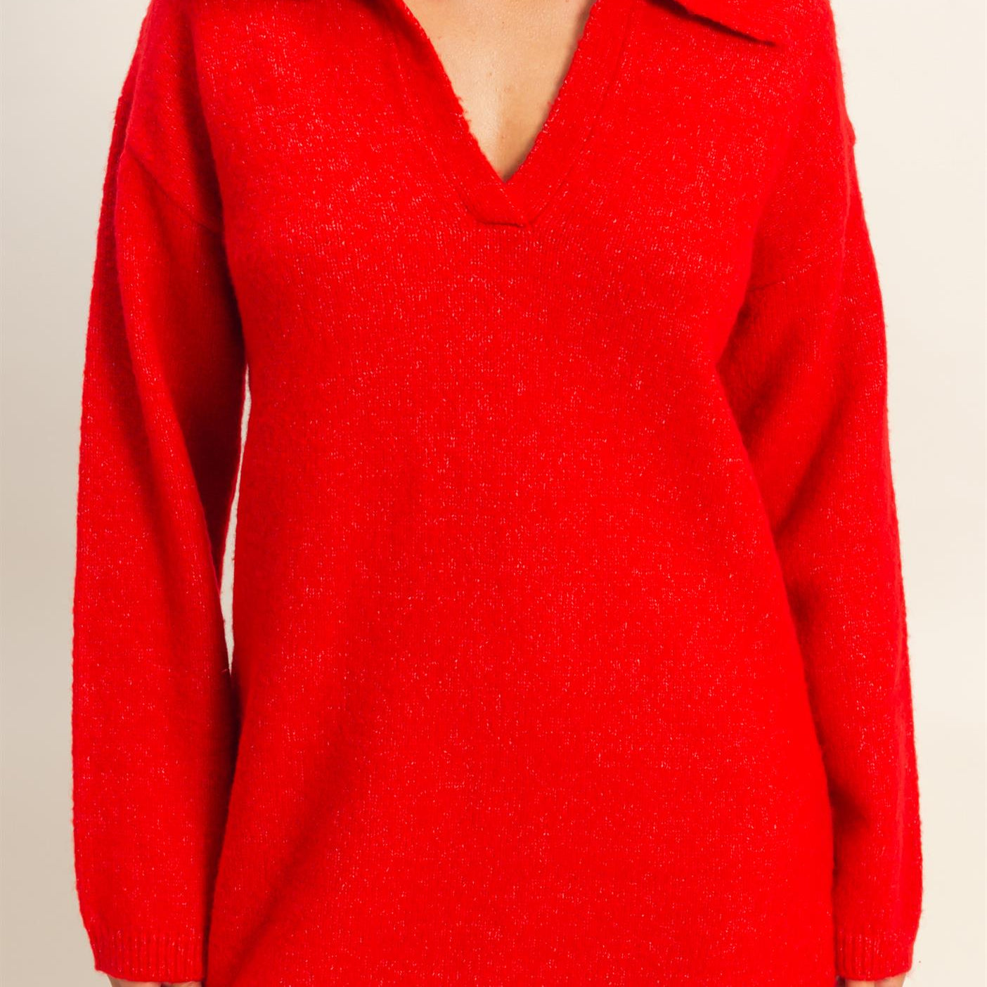 Wholesale Sophisticated Polo Long Sleeve Sweater Dress Dresses DZ25E838 RED DOUBLE ZERO
