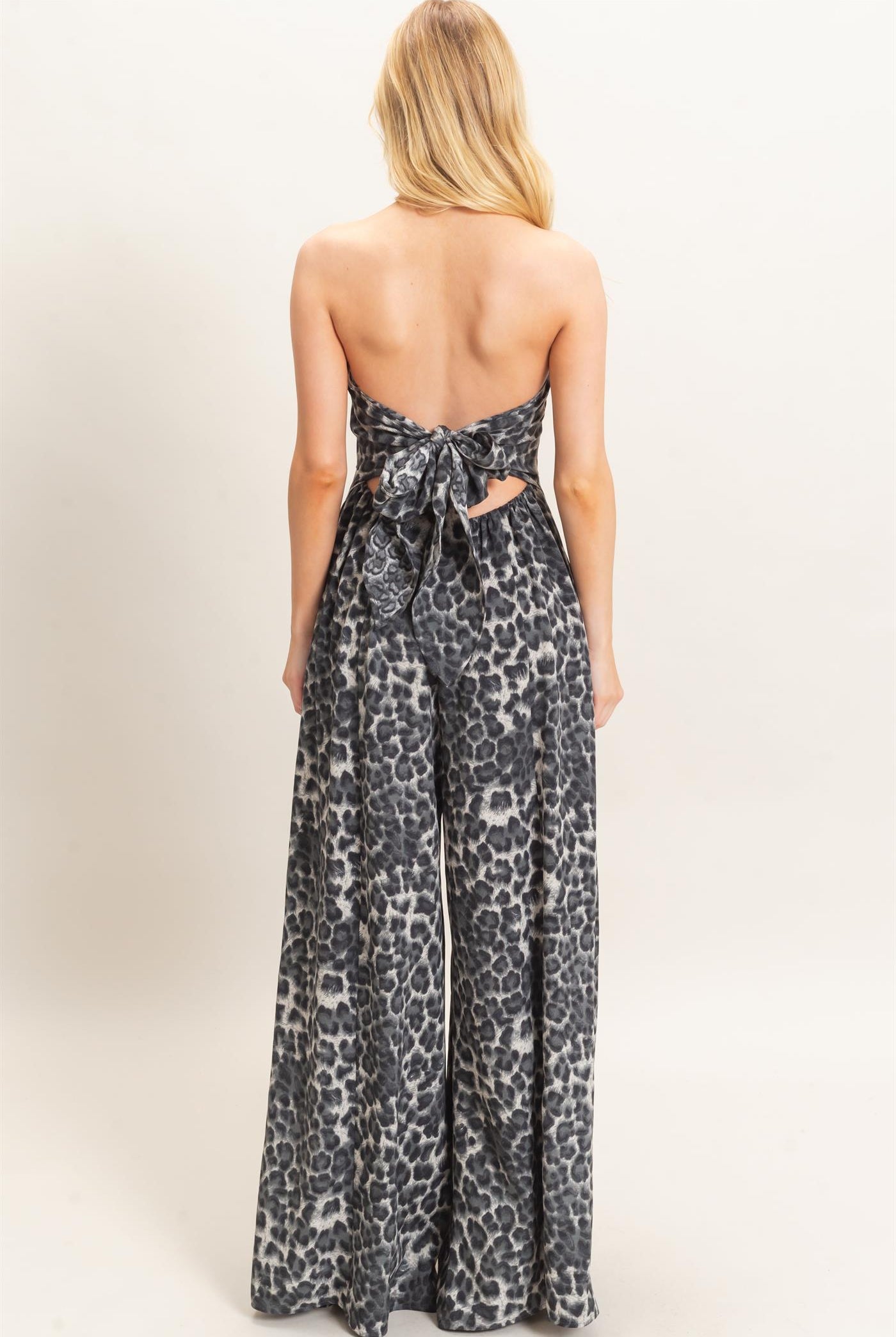 Wholesale Leopard Print Strapless Jumpsuit Clothing HF26F208 BLACK HYFVE