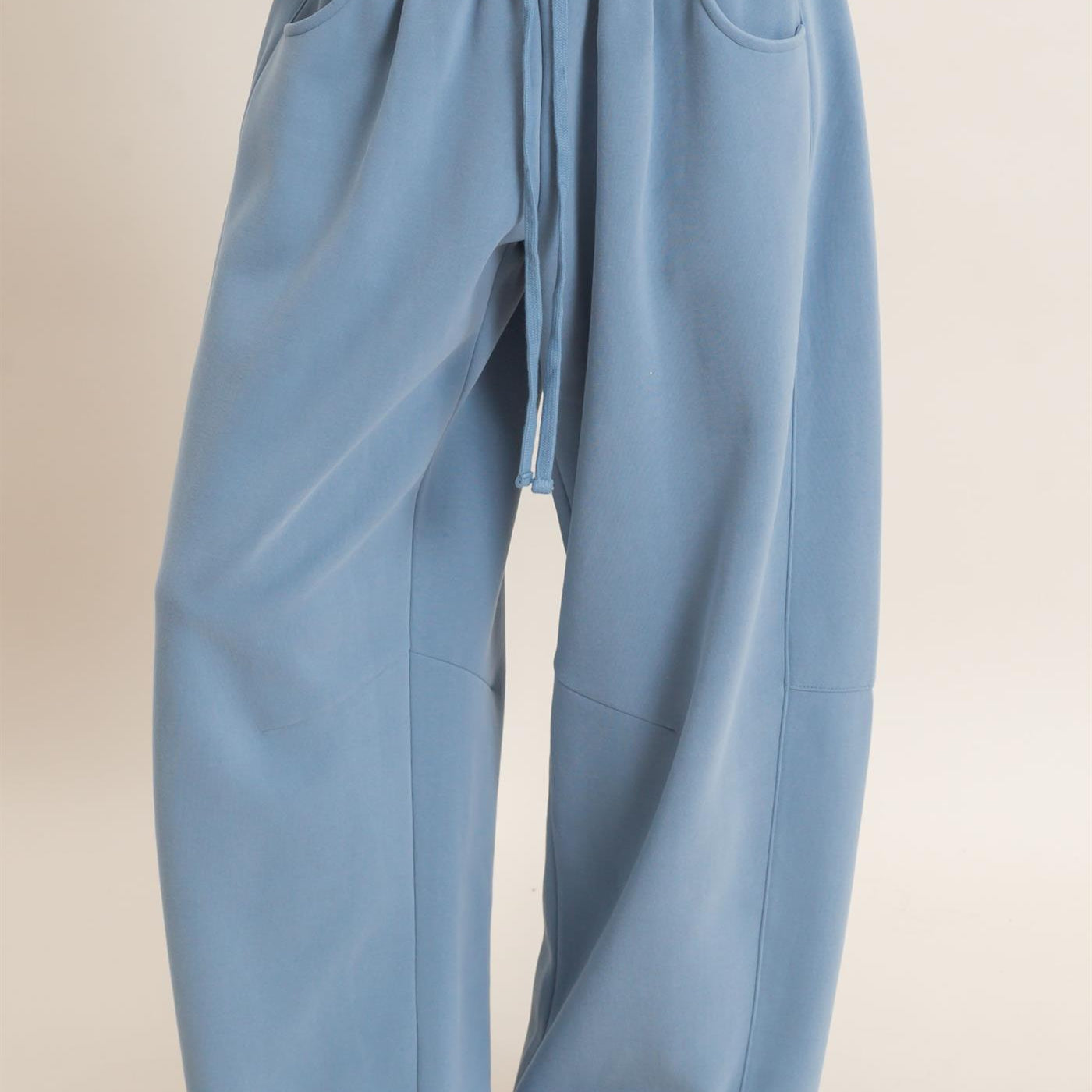 Wholesale Drawstring Waist Barrel Sweatpants Pants DZ26E290 DUSTY BLUE DOUBLE ZERO
